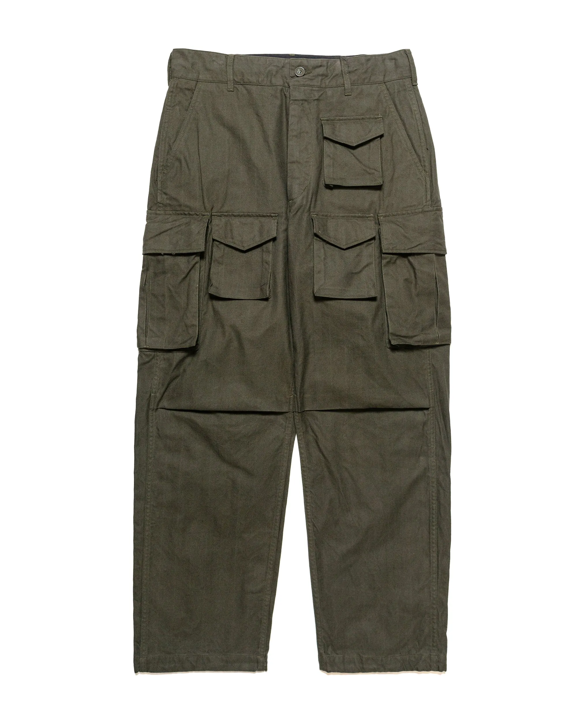 Anti-Laxity Elasticated Ribbing Engineered Garments Fa Pant Olive Cotton Brushed Herringbone