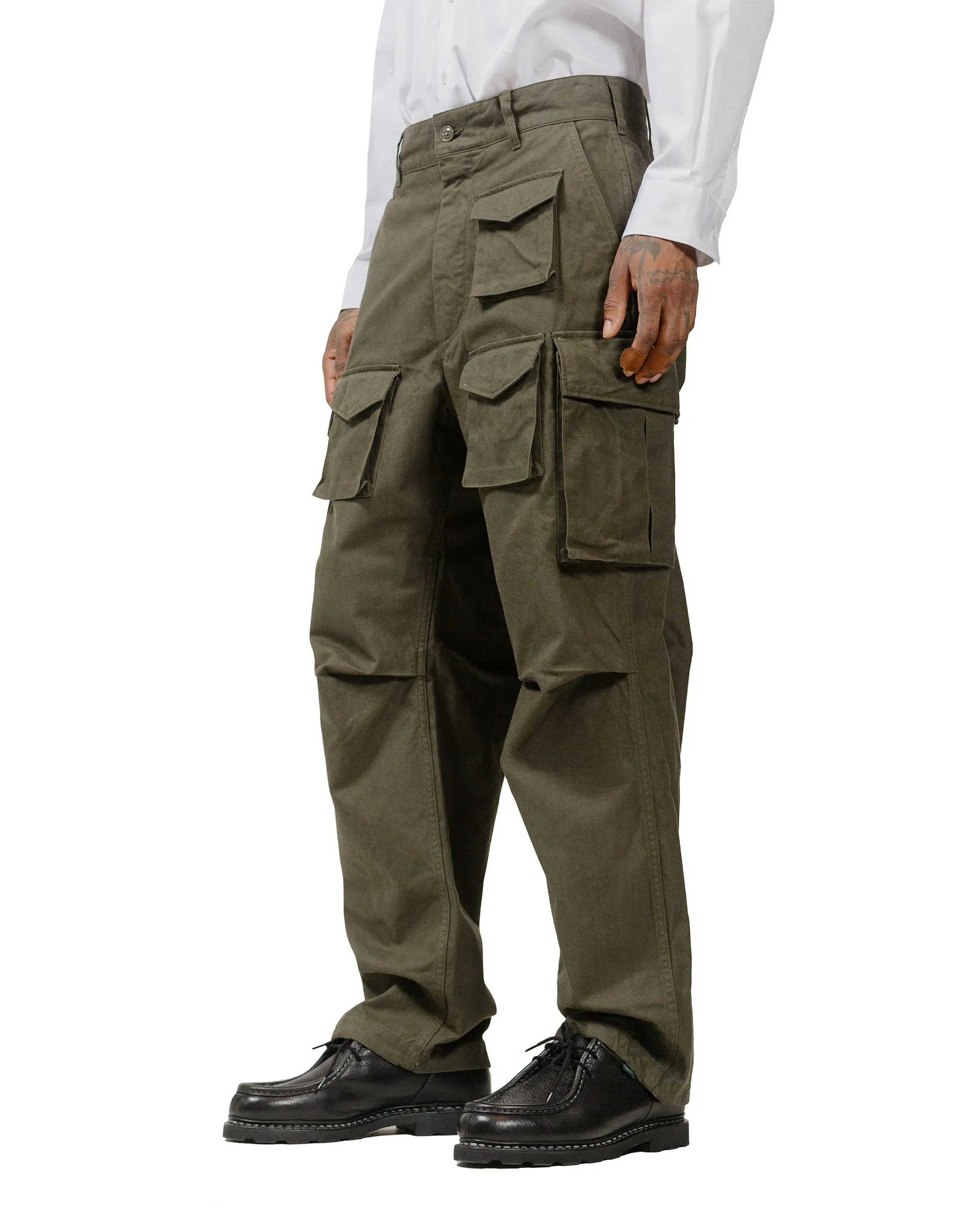 Triple-Layered Finish Engineered Garments Fa Pant Olive Cotton Brushed Herringbone