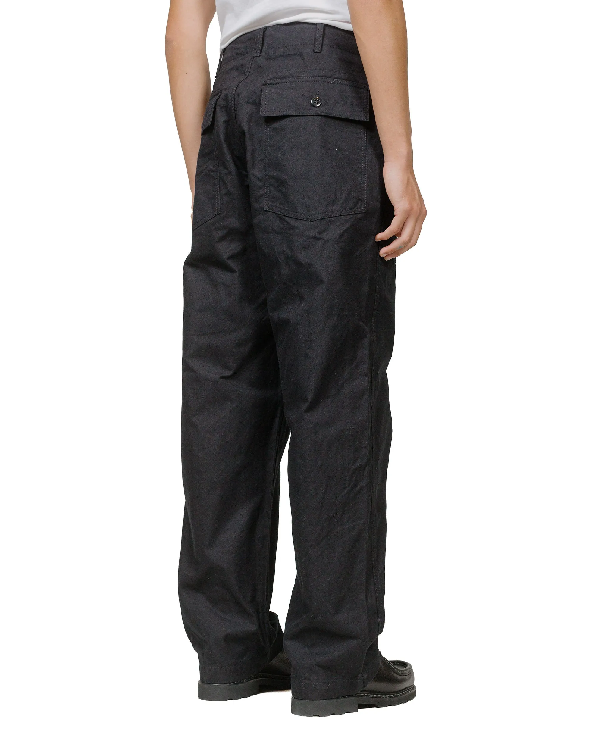 Exposed Pocket Topstitching Engineered Garments Fatigue Pant Black Cotton Brushed Herringbone