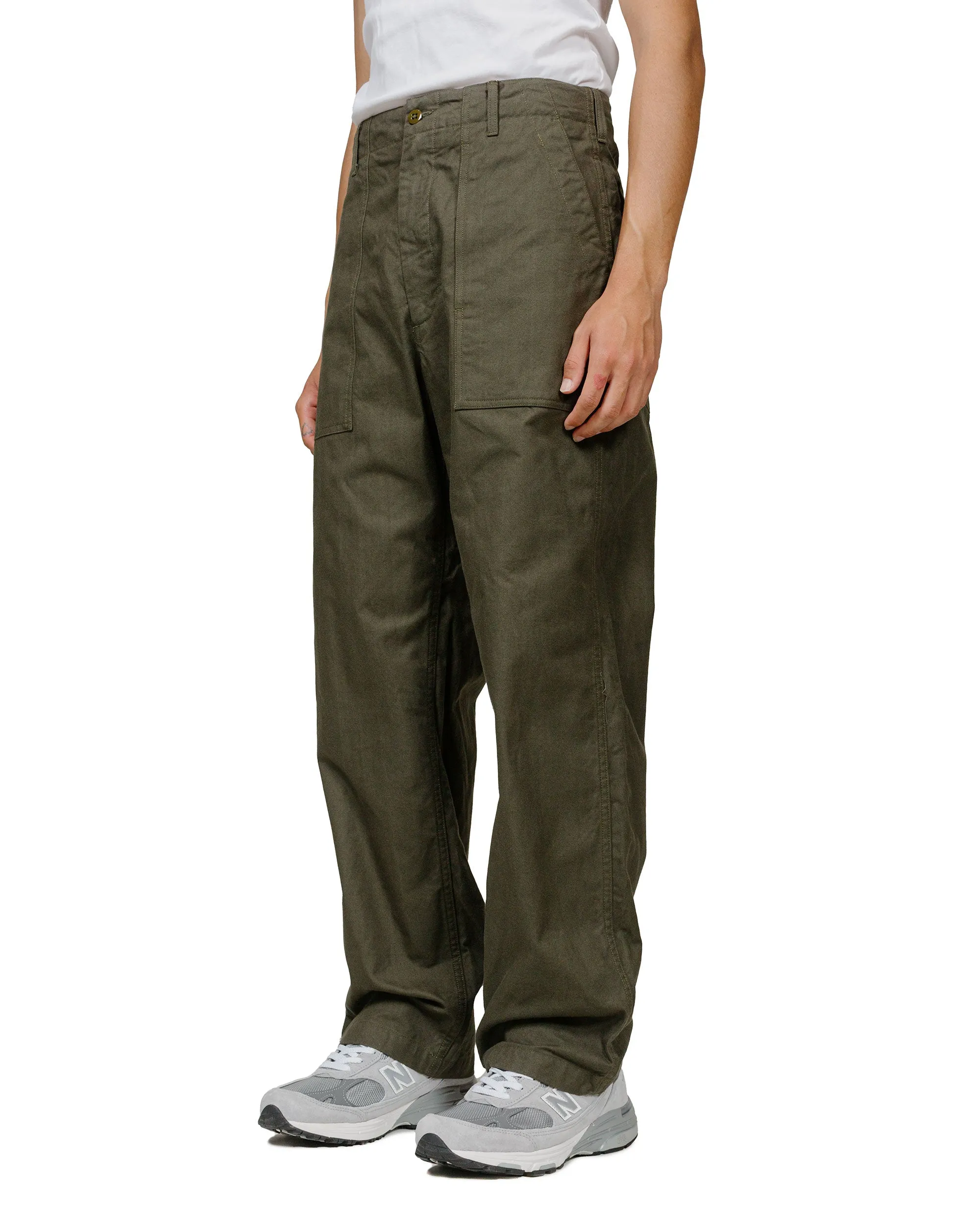 Engineered Garments Fatigue Pant Olive Cotton Brushed Herringbone Puffer Jacket