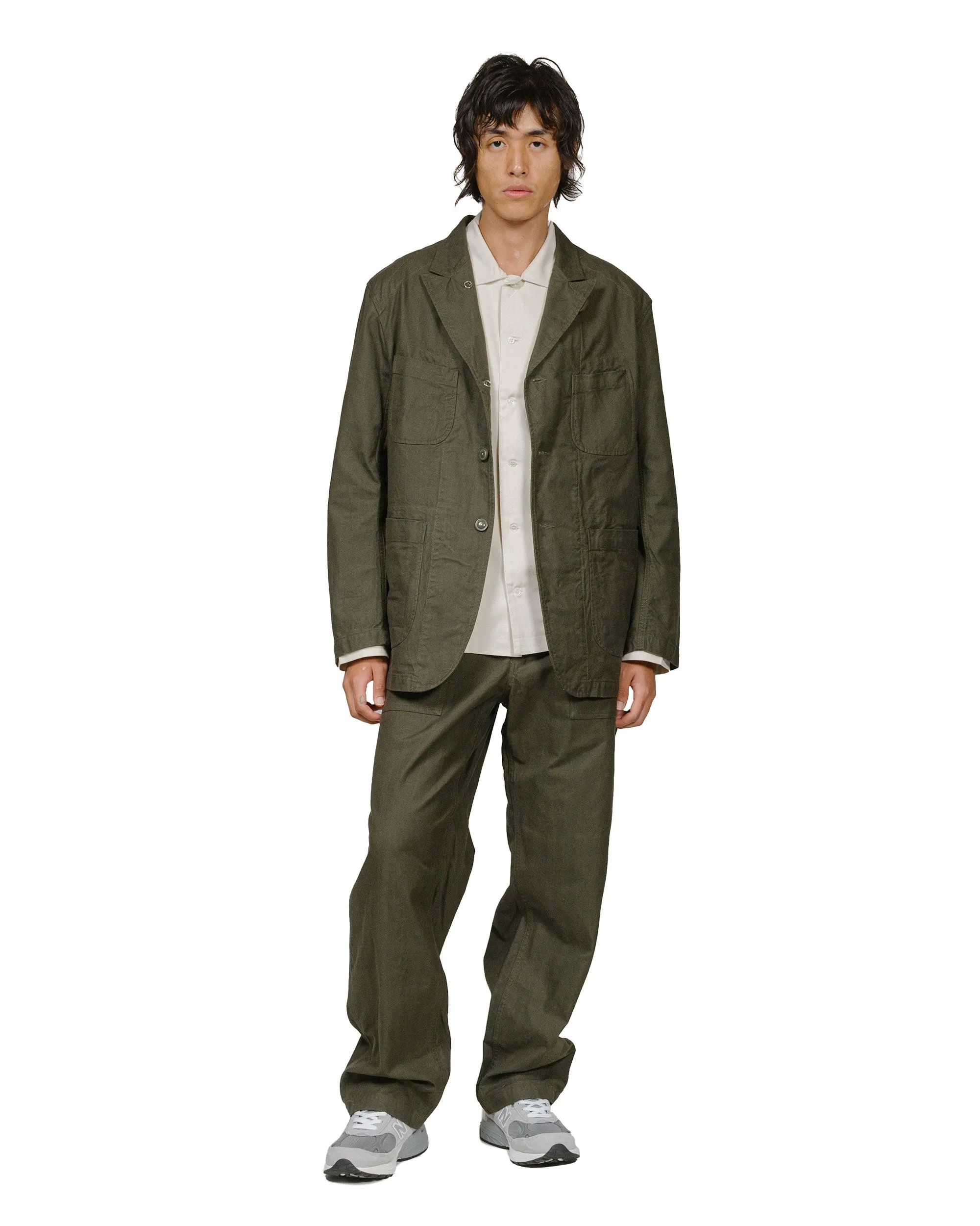 Engineered Garments Fatigue Pant Olive Cotton Brushed Herringbone Poplin Fabric
