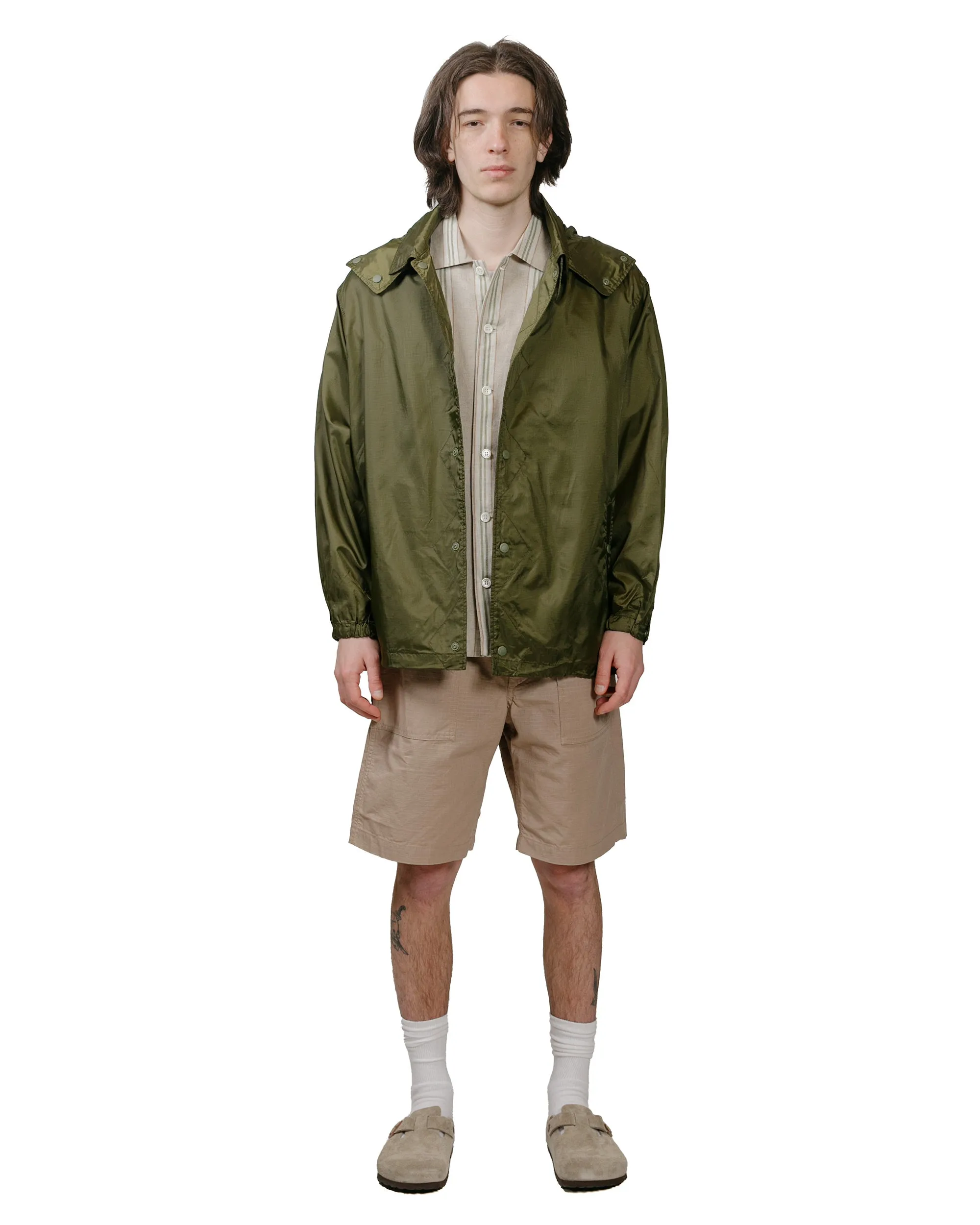 Engineered Garments Fatigue Short Khaki Cotton Ripstop Three Quarter Sleeves