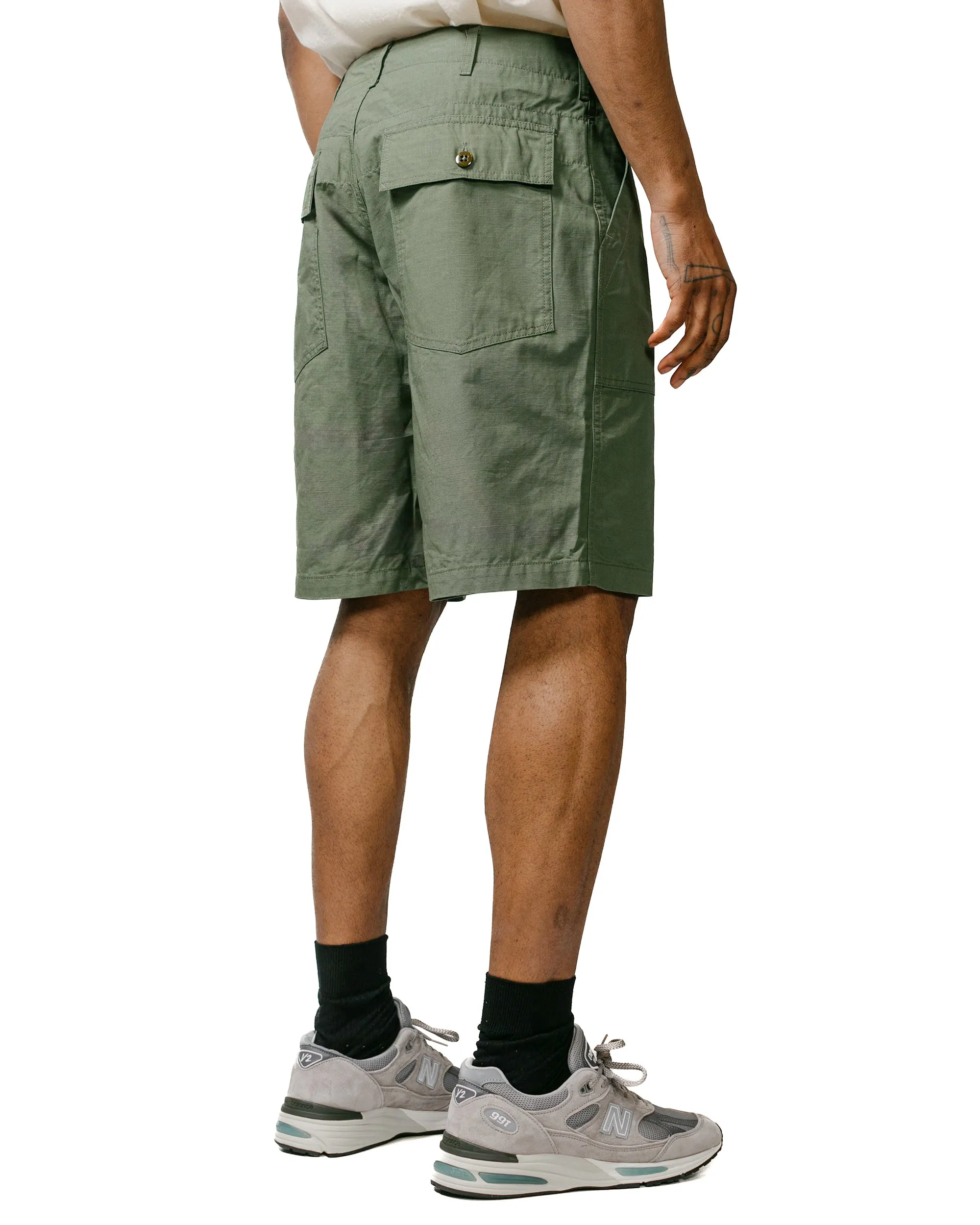 Engineered Garments Fatigue Short Olive Cotton Ripstop Faux Fur Lining