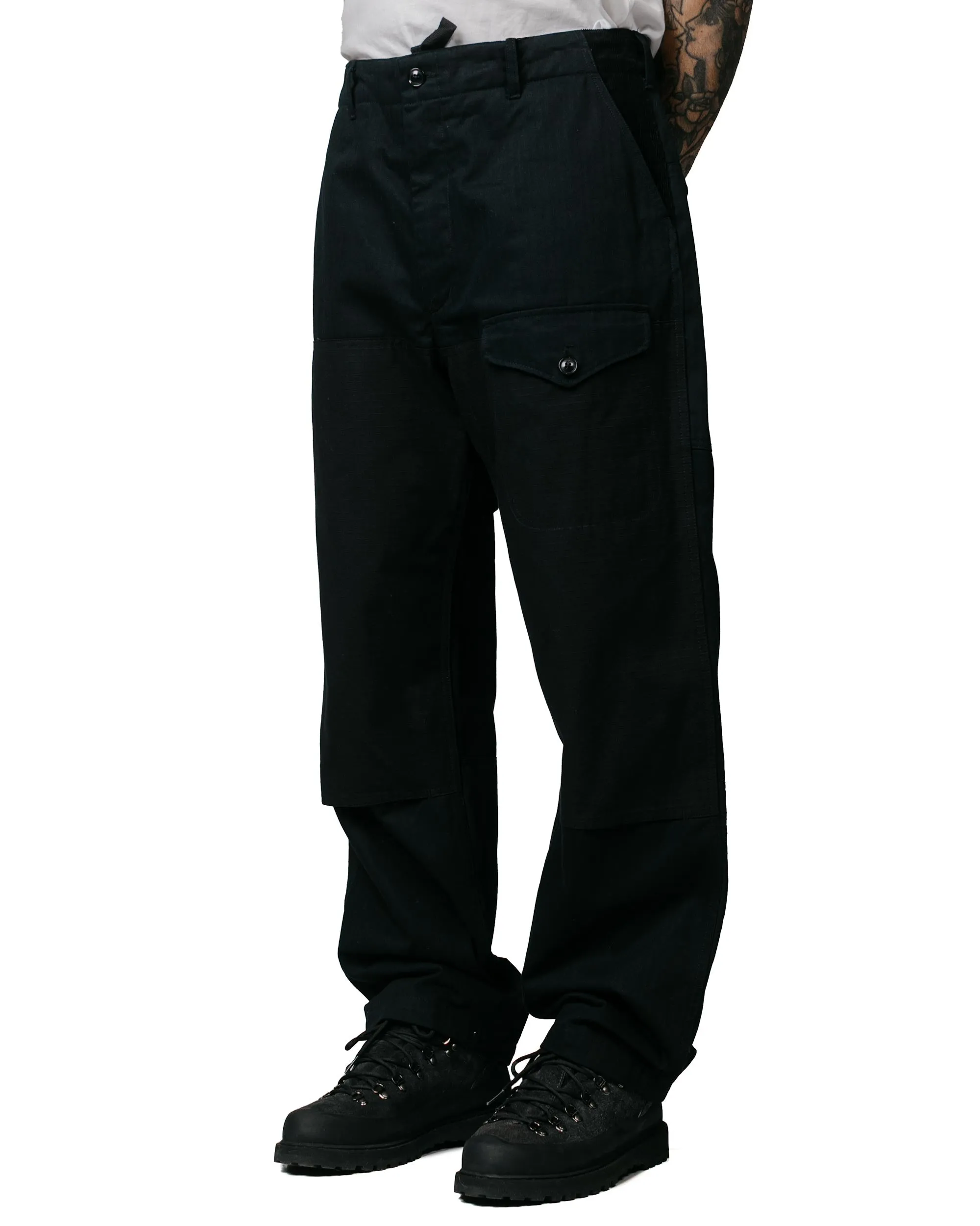 Engineered Garments Field Pant Black Cotton Herringbone Twill Thin Knit