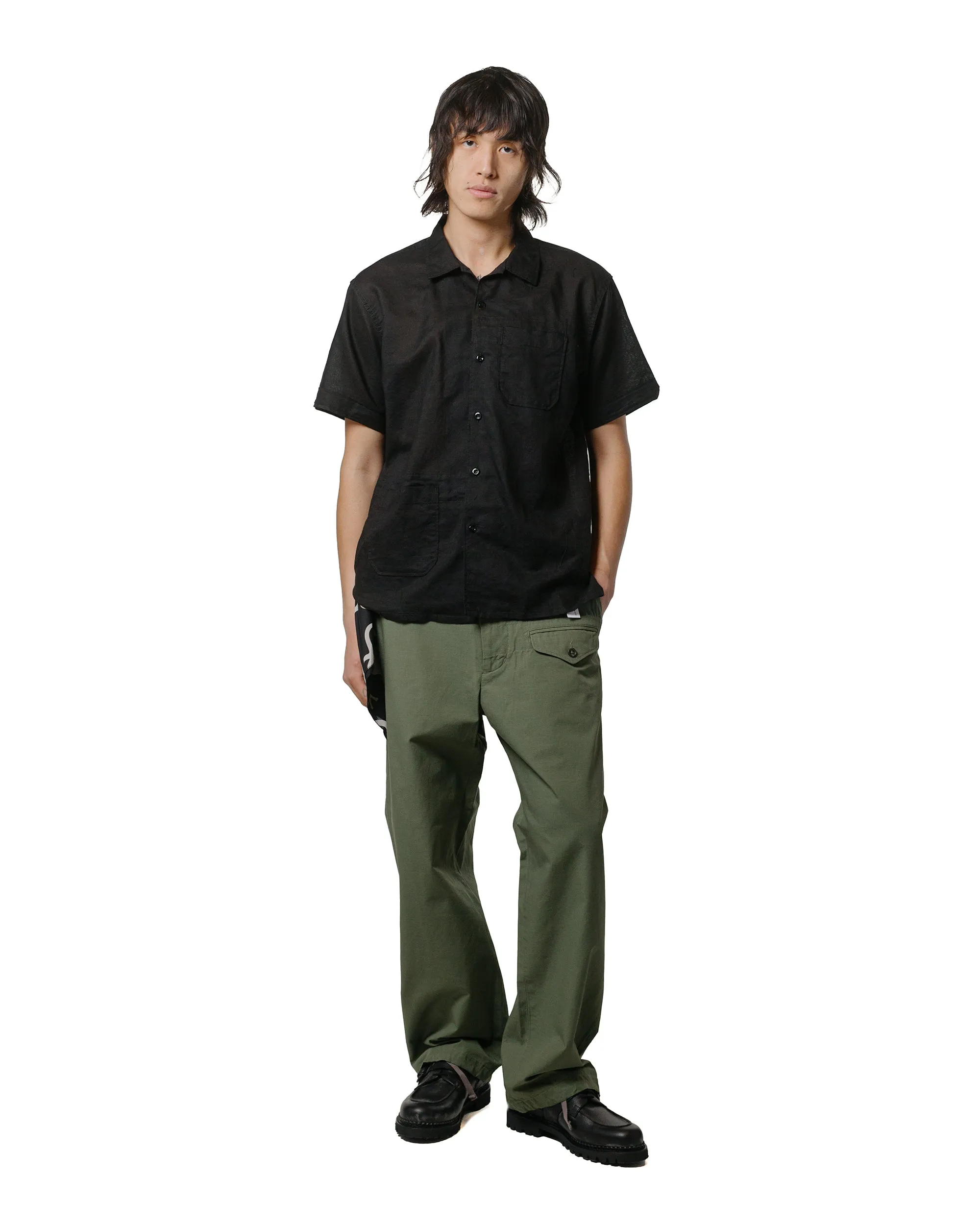 Engineered Garments Gurkha Pant Olive Cotton Ripstop Organic - Finish Folded