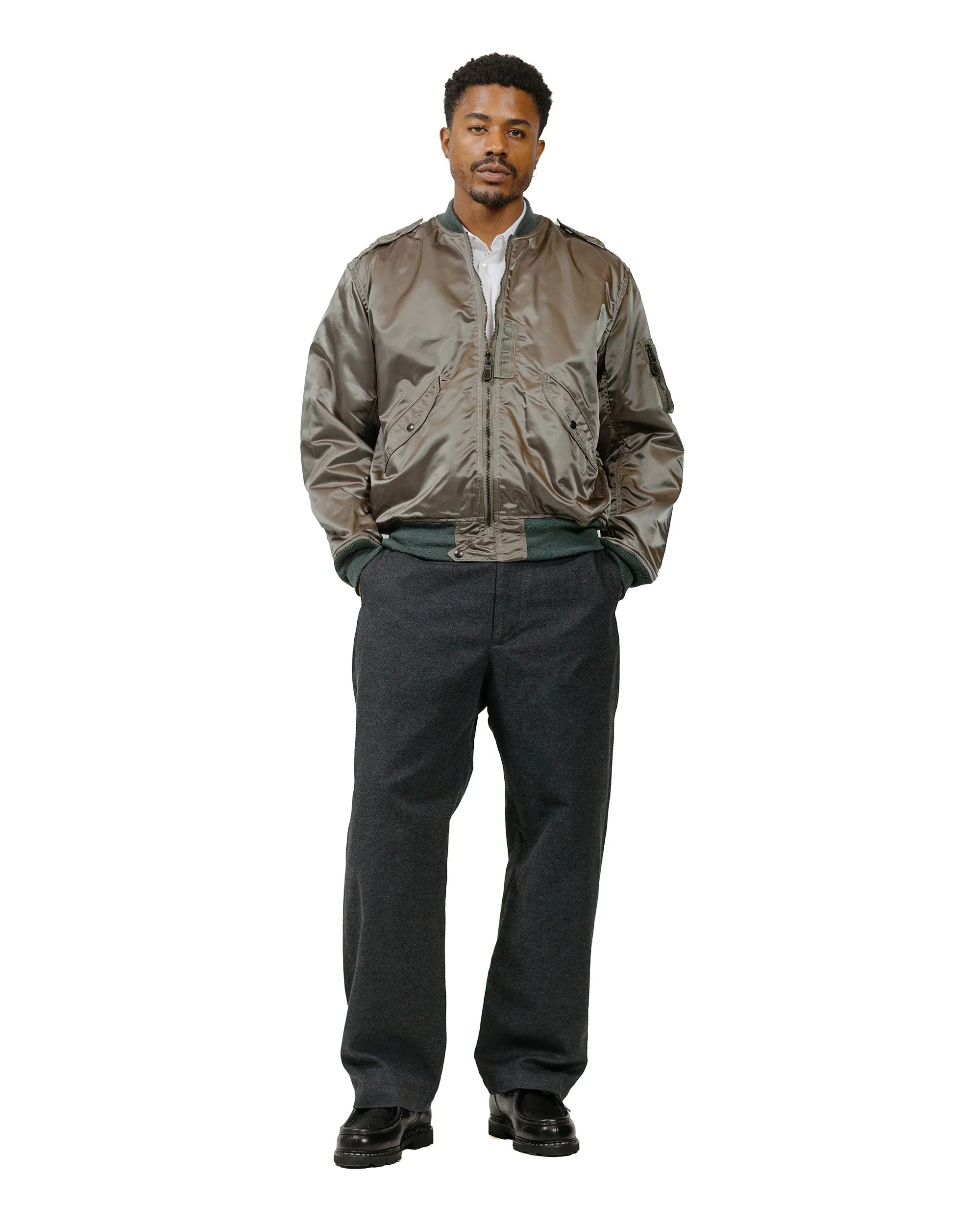 Engineered Garments Officer Pant Charcoal Cp Brushed Cloth Noble Comfortable Elastic Thread Lace