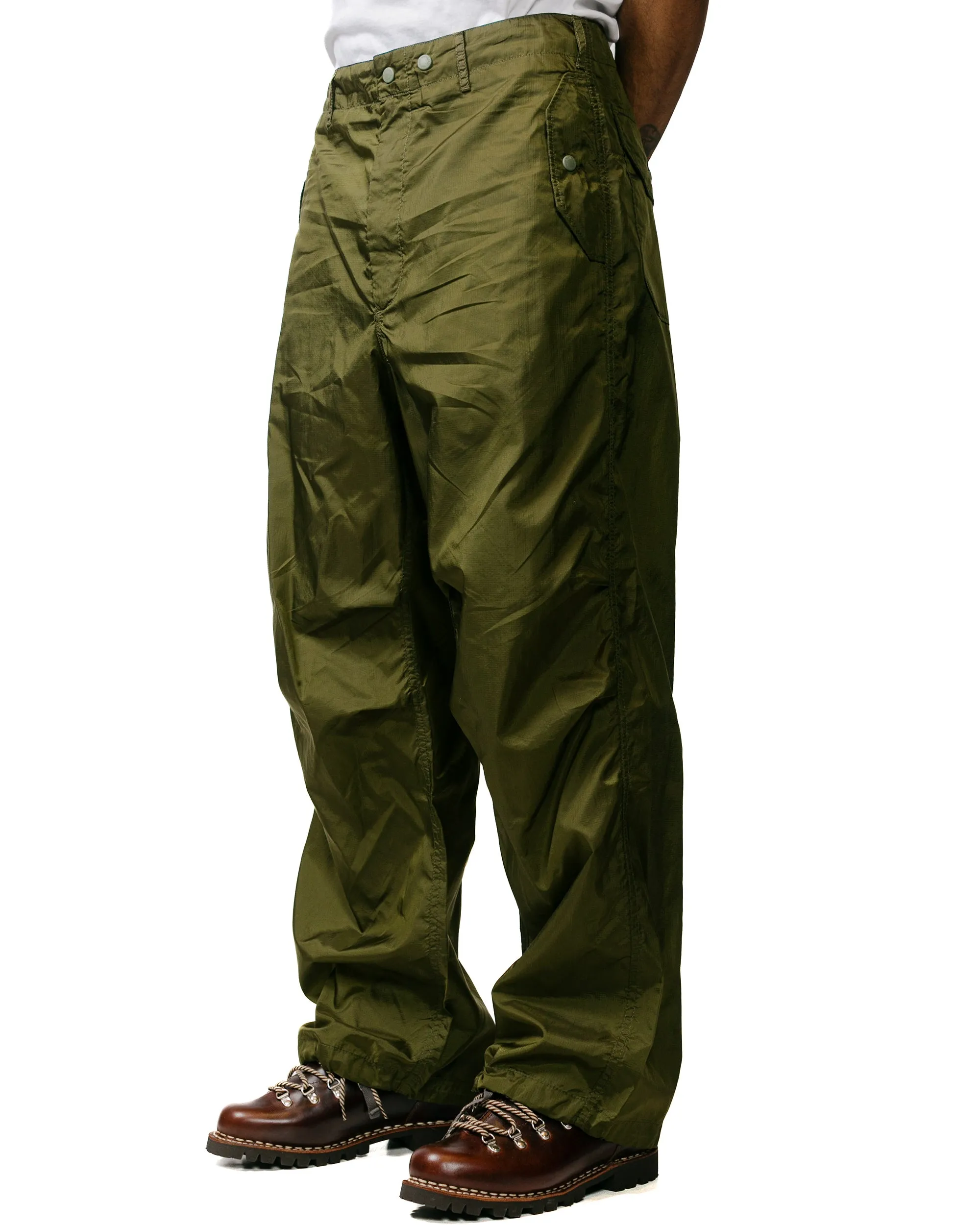 Engineered Garments Over Pant Olive Nylon Ripstop Silk Socks Ankle Straps