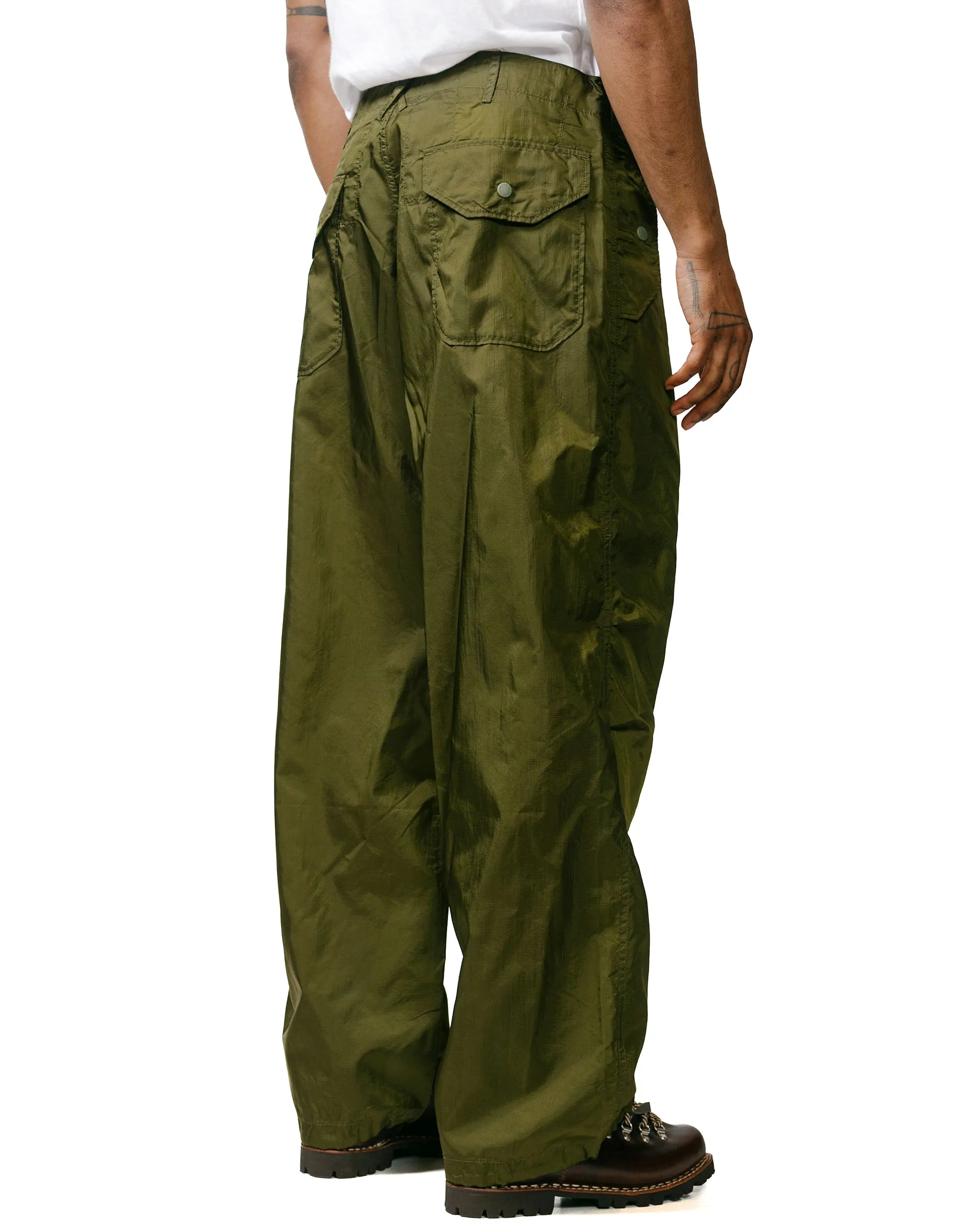 Engineered Garments Over Pant Olive Nylon Ripstop Anti - Leak Heat-Transferred