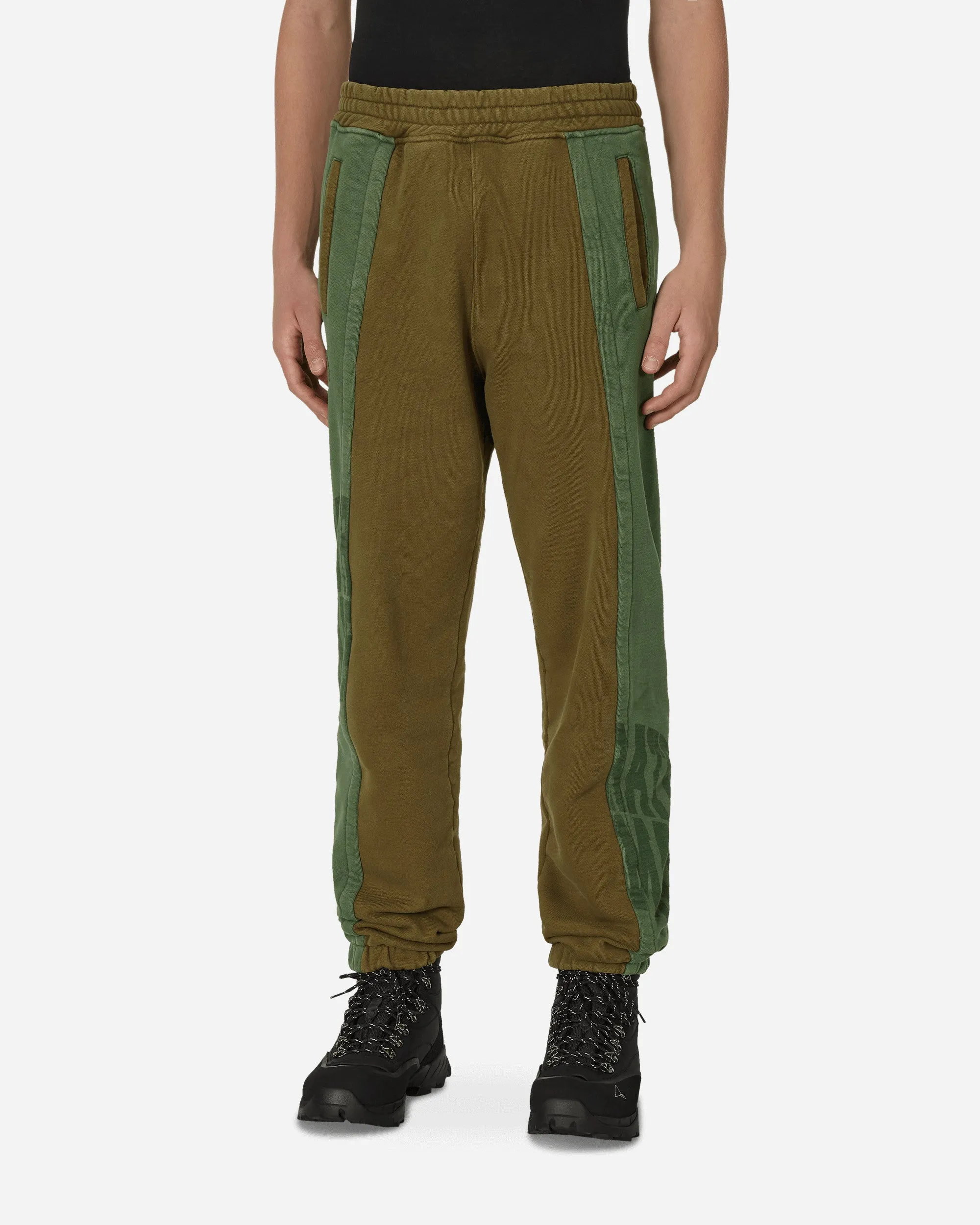 Loose-Fit-Design Comfortable Congruence Panel Sweatpants Green / Brown