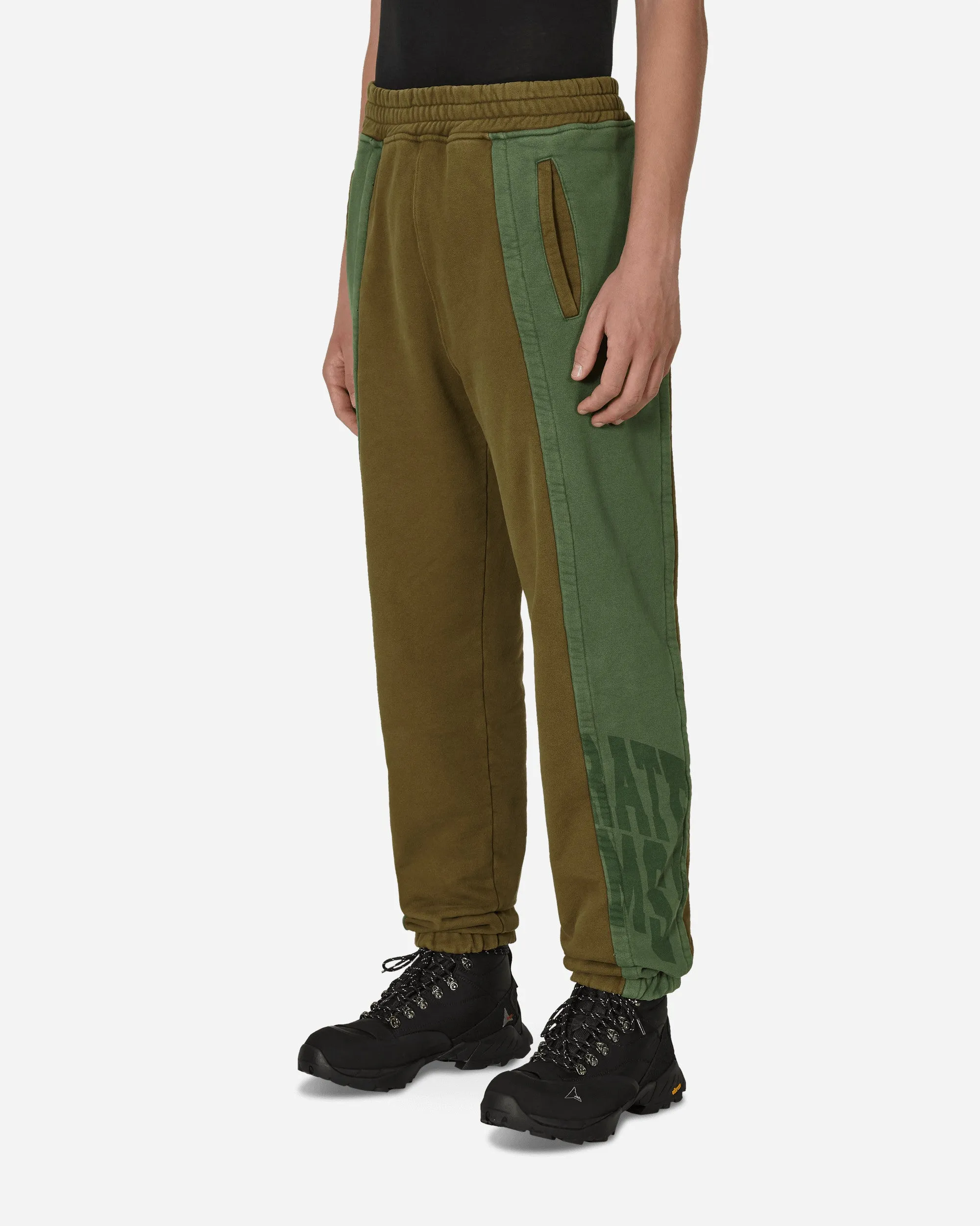 Multi Style Elasticated Center Sleeve Panel Sweatpants Green / Brown