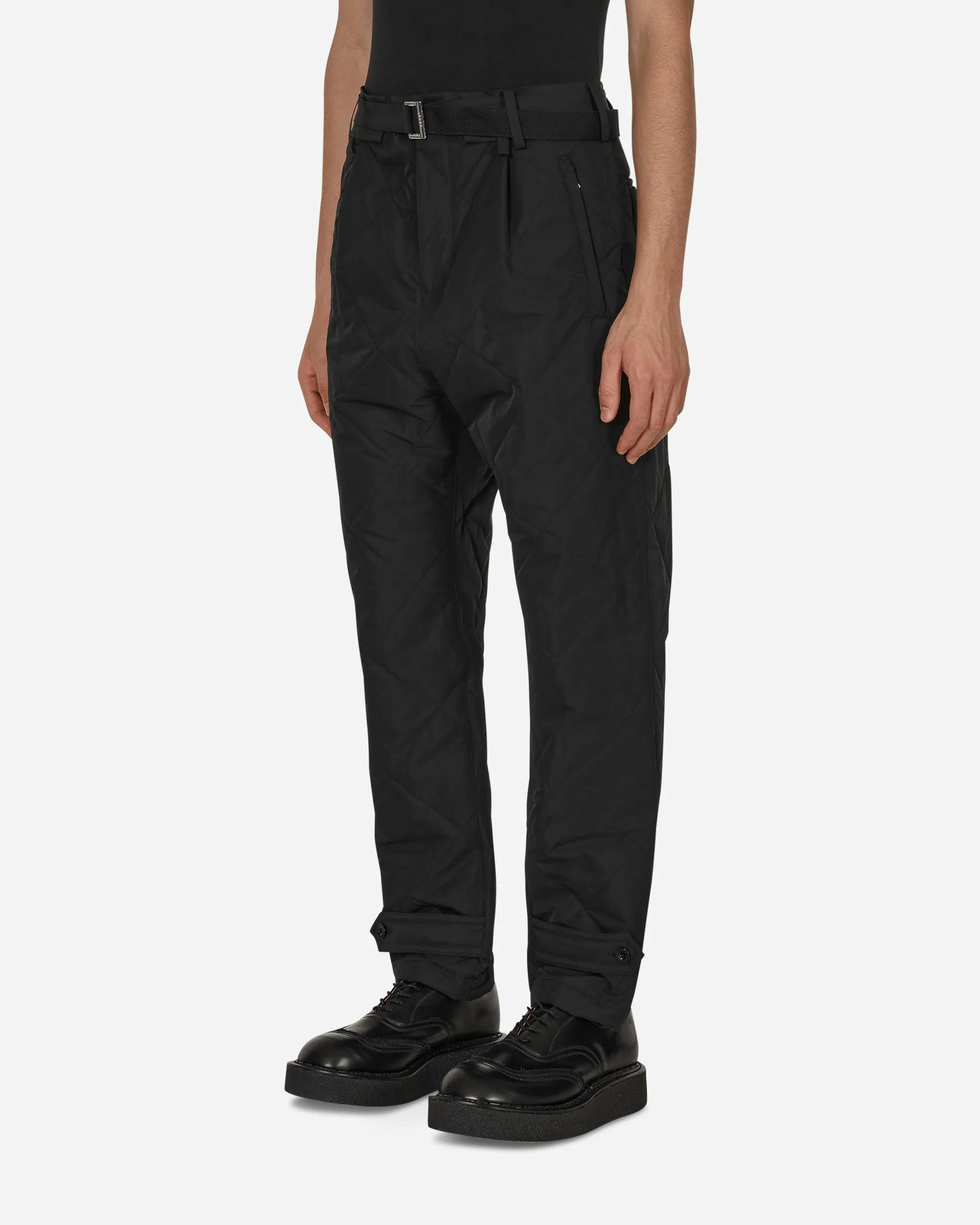 Smocked Waist Quilted Pants Black