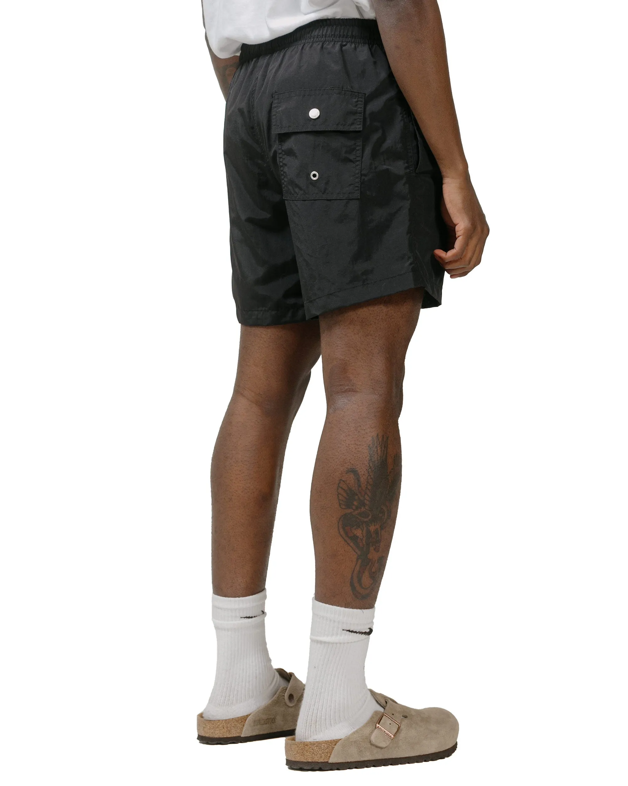 Thick Fabric Bather Solid Black Swim Trunk