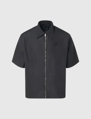 Center Seam Straps With Texturing Casual Zipped Shirt