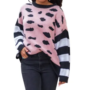 Pull-over à manches longues en motifs mélangés pour un automne chaleureux
