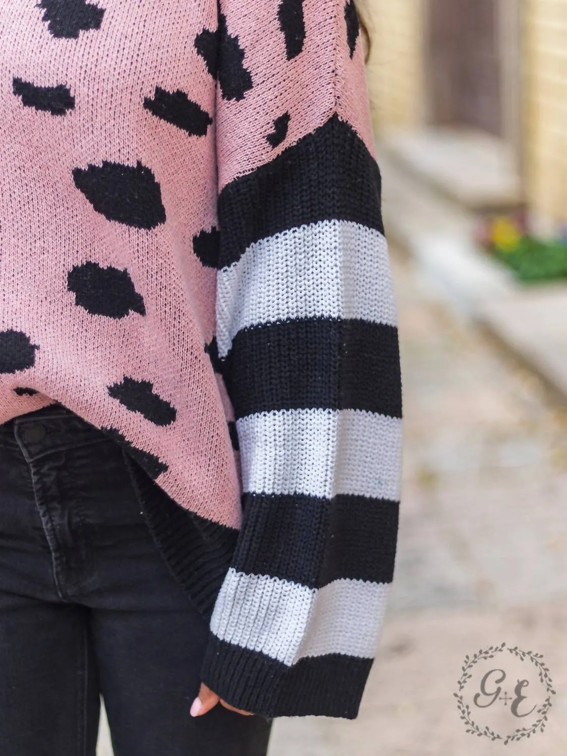 Pull-over à manches longues en motifs mélangés pour un automne chaleureux