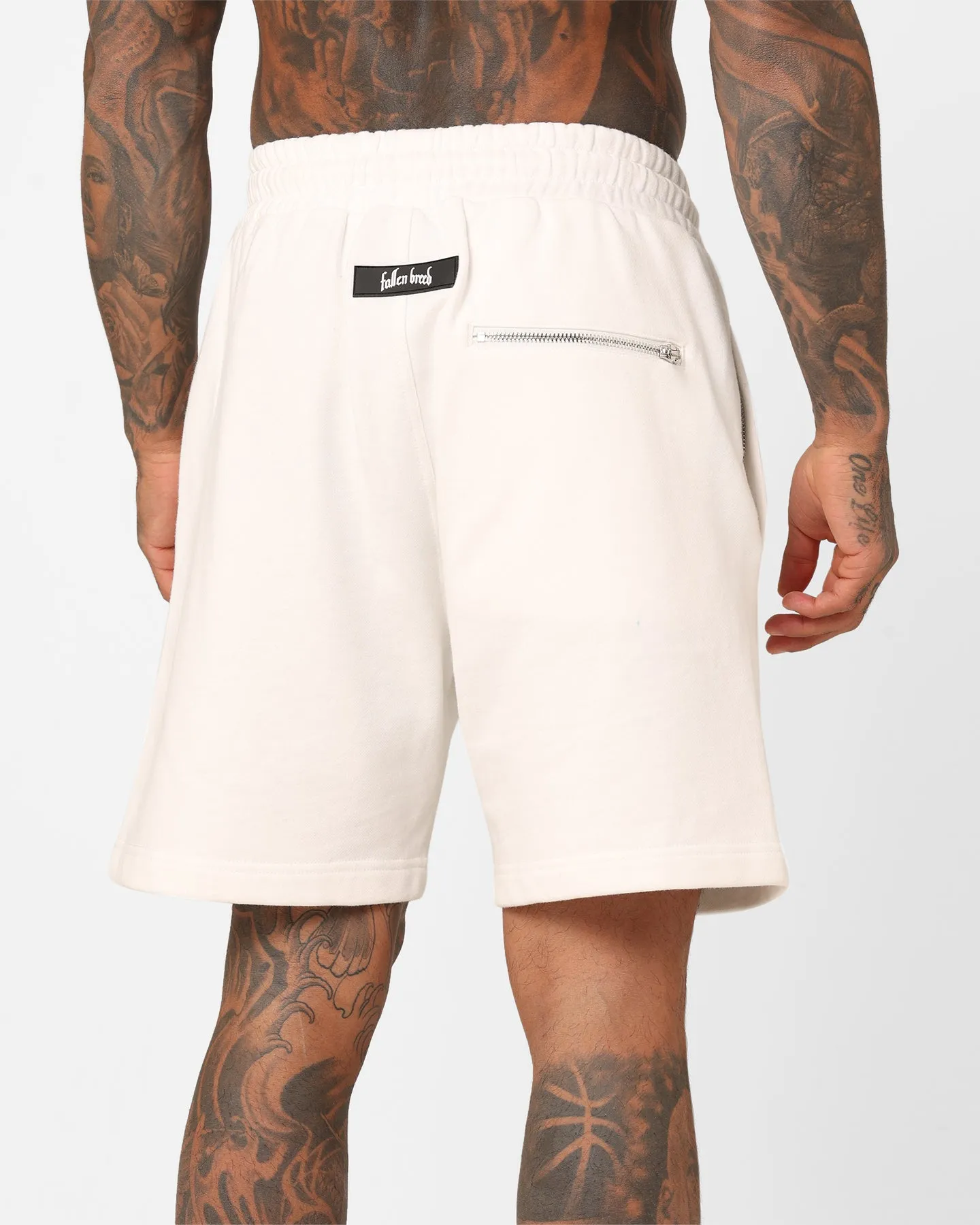 Short de survêtement à zip avec logo puff Fallen Breed Blanc/Noir