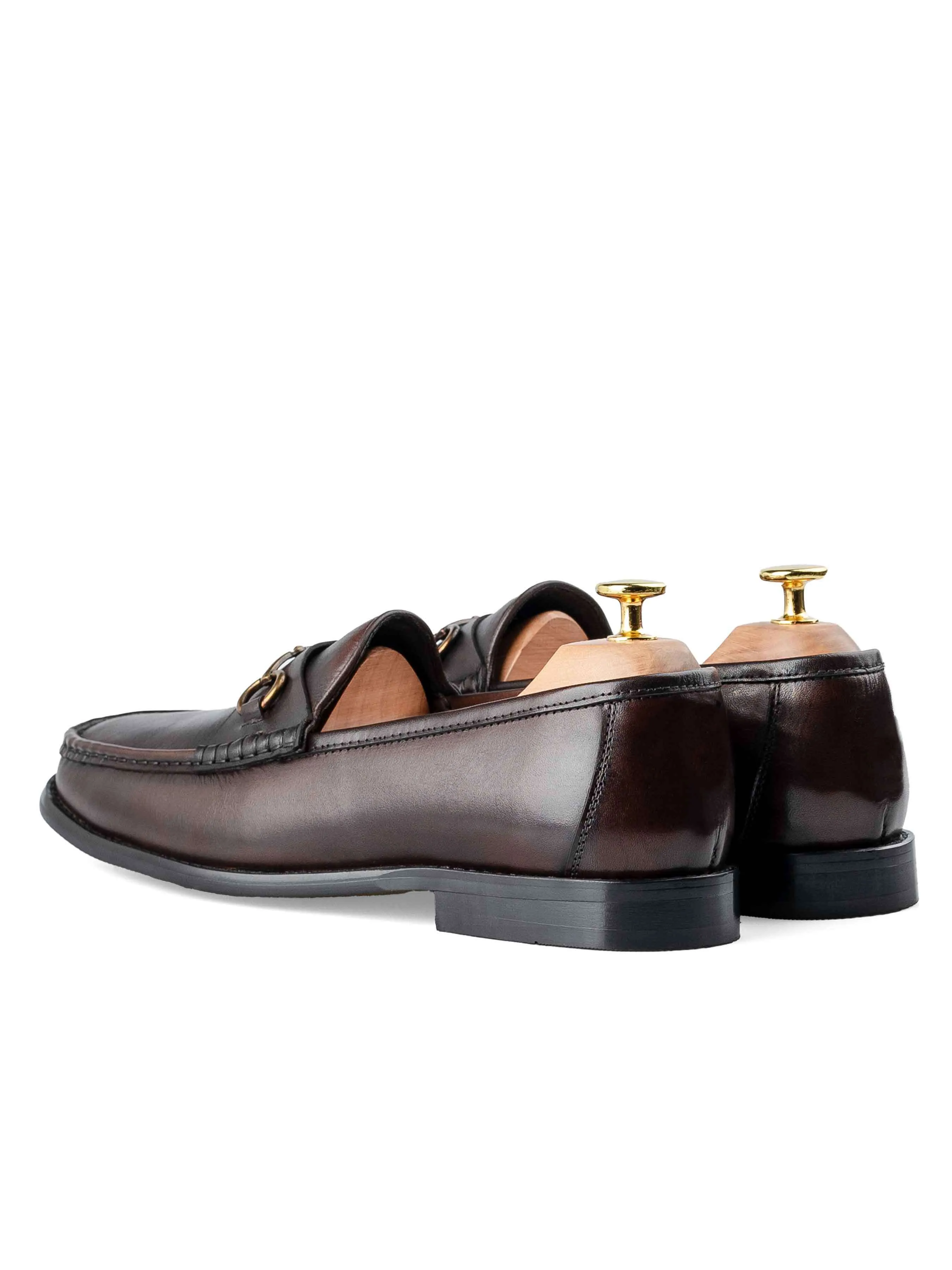 Mario HorsebitMoccasinLoafer - Dark Brown (Hand Painted Patina) Peaceful Firm Ground