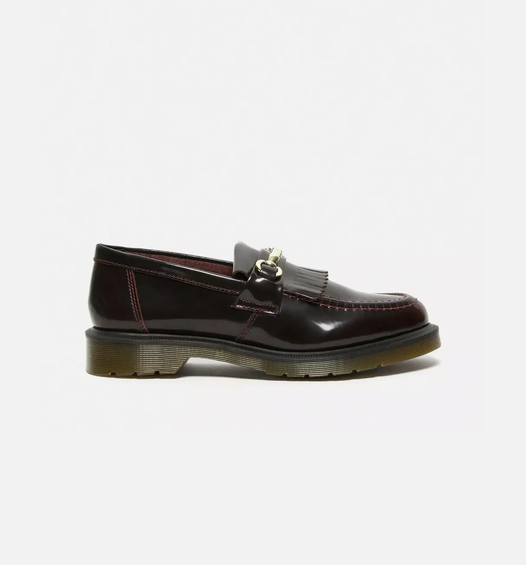 Slip Prevention Design Adrian Snaffle Smooth Leather Kiltie Loafers Mens Lifestyle Shoe - Cherry Red