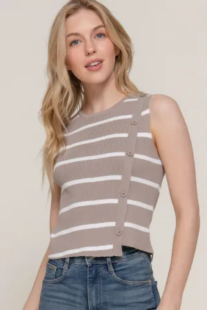 Pull de printemps FASHNZFAB à rayures diagonales sans manches