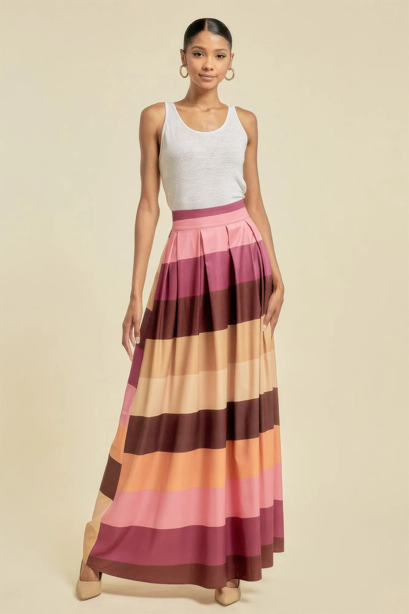 FASHNZFAB Jupe Longue Femme à Poches avec Motifs Colorés