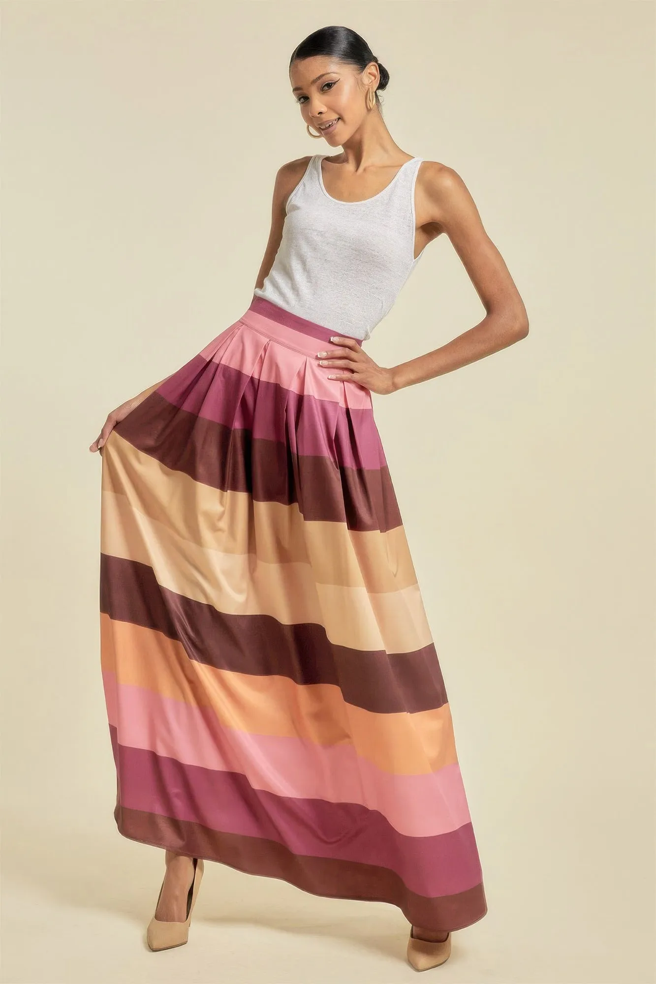 FASHNZFAB Jupe Longue Femme à Poches avec Motifs Colorés