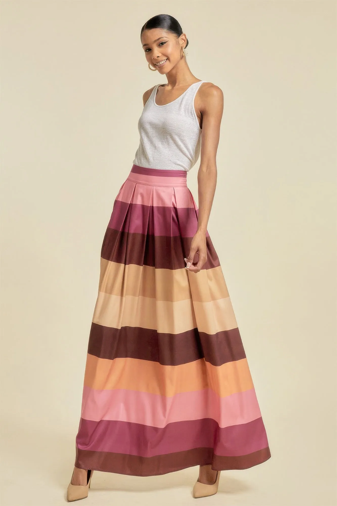 FASHNZFAB Jupe Longue Femme à Poches avec Motifs Colorés