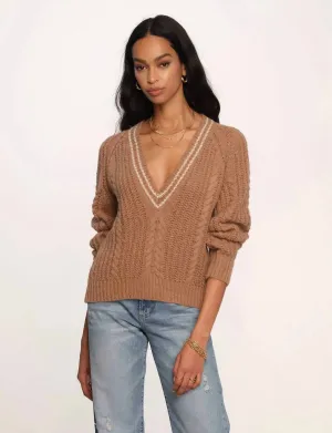 Pull Felicia à col en V en taupe