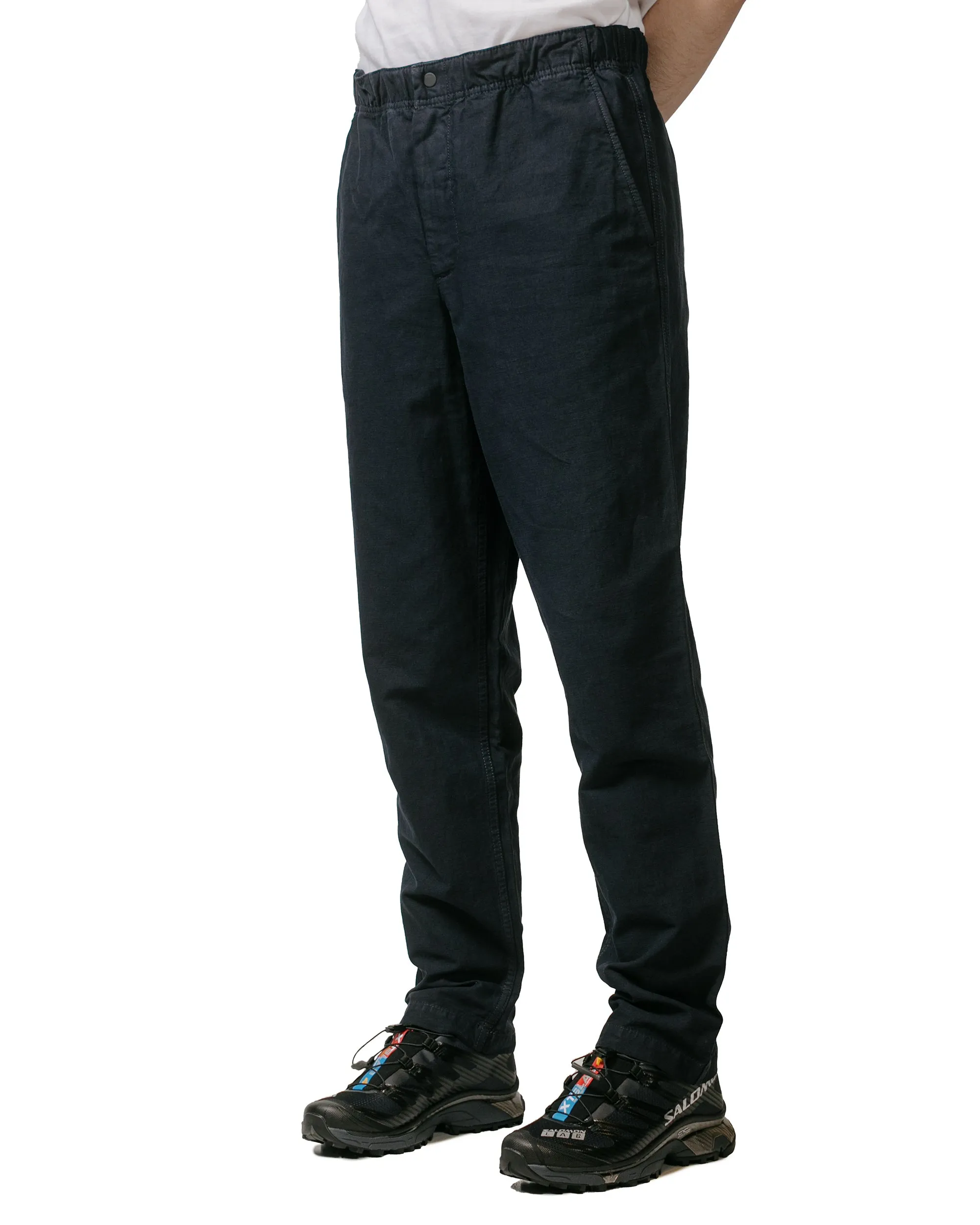 Norse Projects Ezra Relaxed Cotton Linen Trouser Dark Navy Soft Touch Design Tattersall Check
