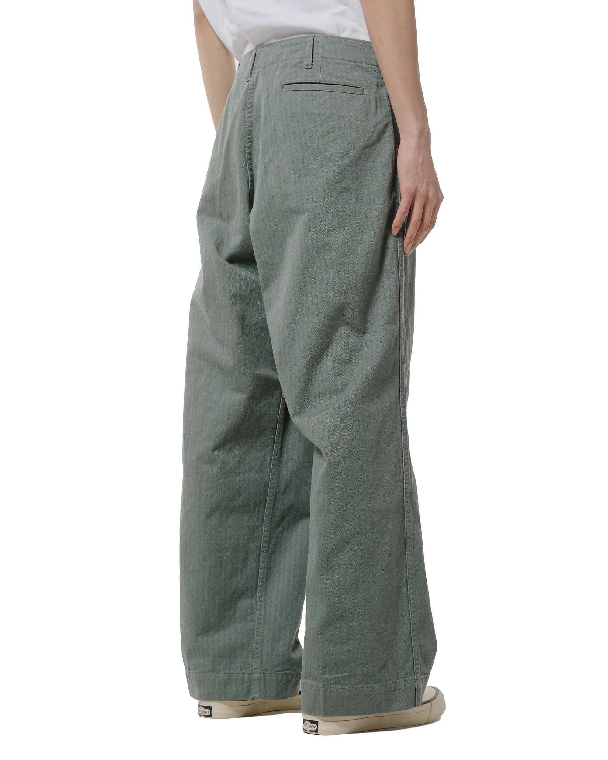 Beams Plus Mil Trousers Herringbone Sage Bias Seam