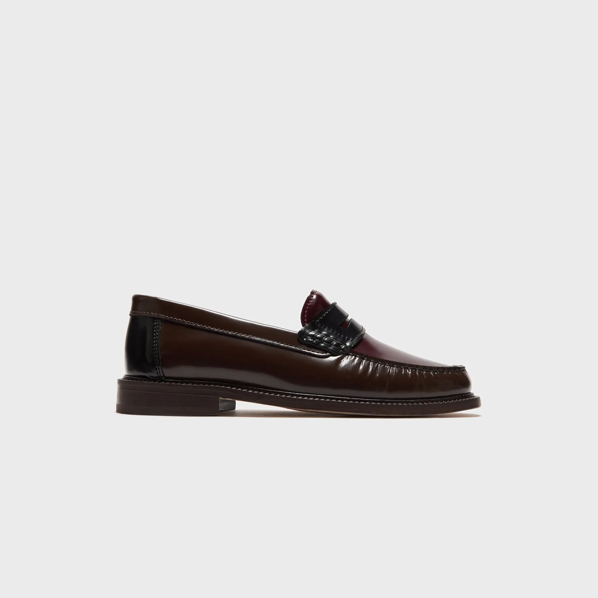 Vinny'S Yardee Mocassin Loafer - Brown / Burgundy / Blue Polido Leather Walking Feature Cushioned Interior Design Material