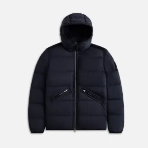 Stone Island Real Down Hooded Jacket - Navy Blue Tie Front
