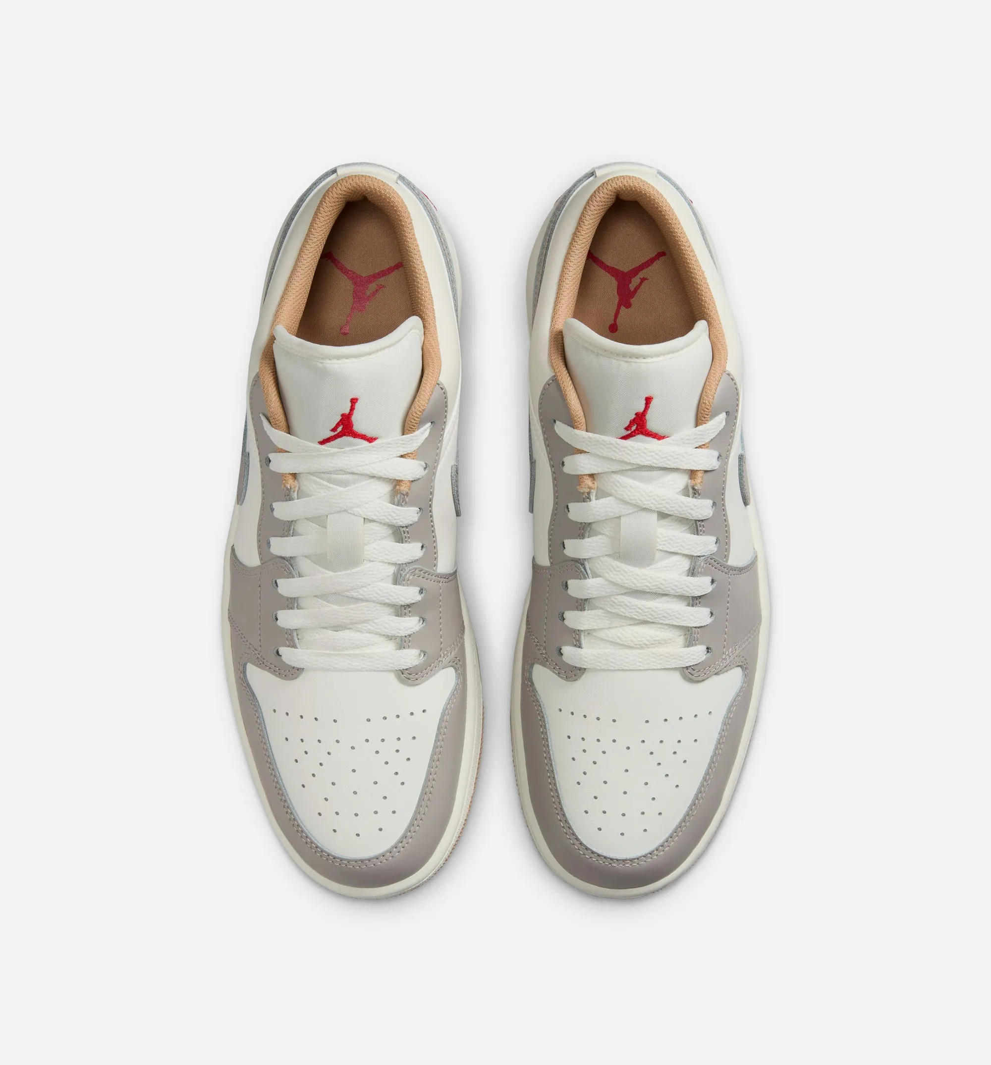 Accuracy Comfortable And Anti Blister Upper Style Air Jordan 1 Low Mens Lifestyle Shoe - Sail/Fire Red/College Grey/Hemp