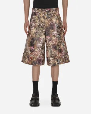 Floral Shorts Multicolor NonRestrictiveStrap Detailed Work