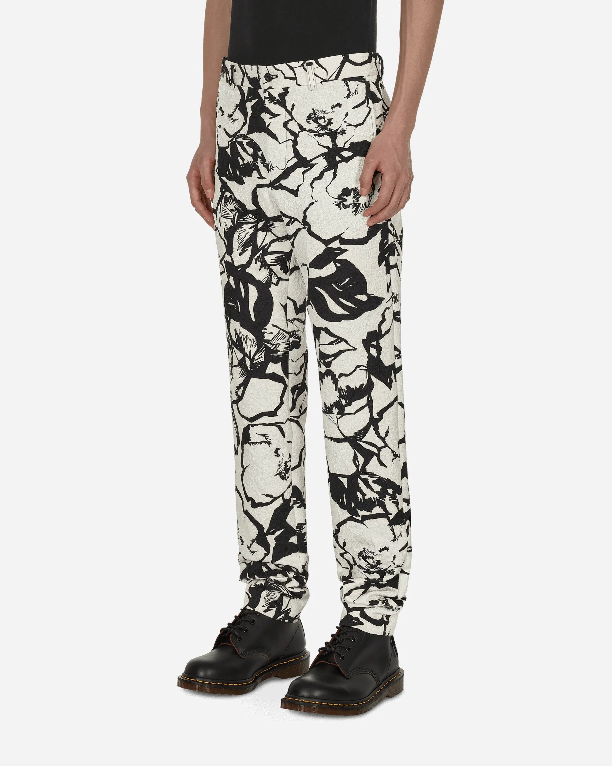 Soft Fabric" Healing Floral Trousers White