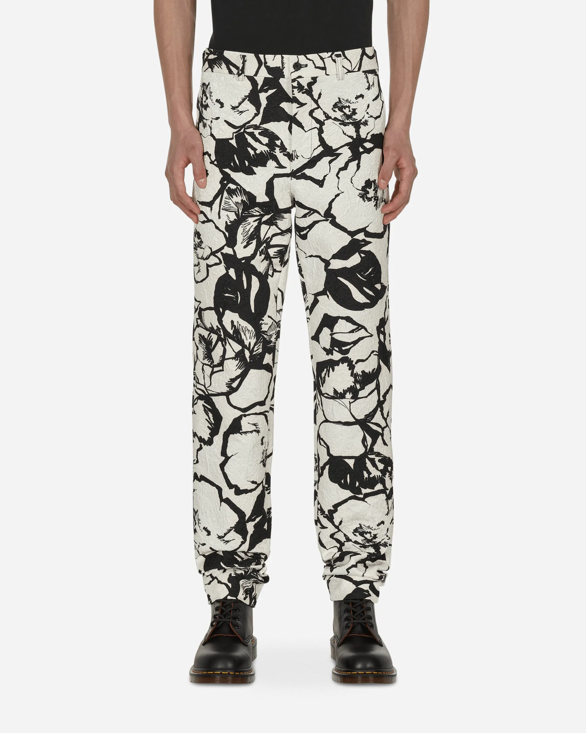 Floral Trousers White Regular Length at Front Crucial