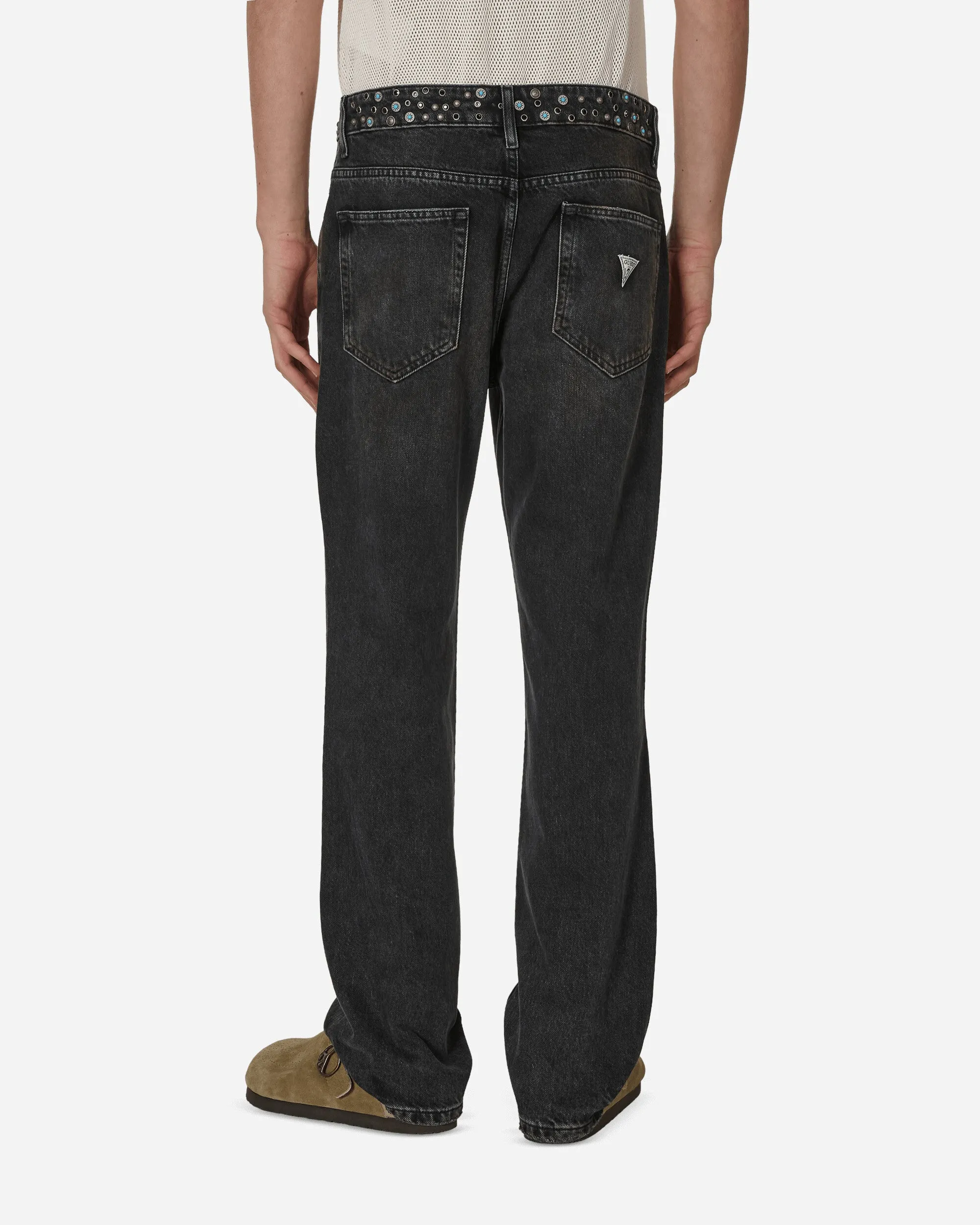 Flat Weave Embellished Flare Pants Aged Black Wash