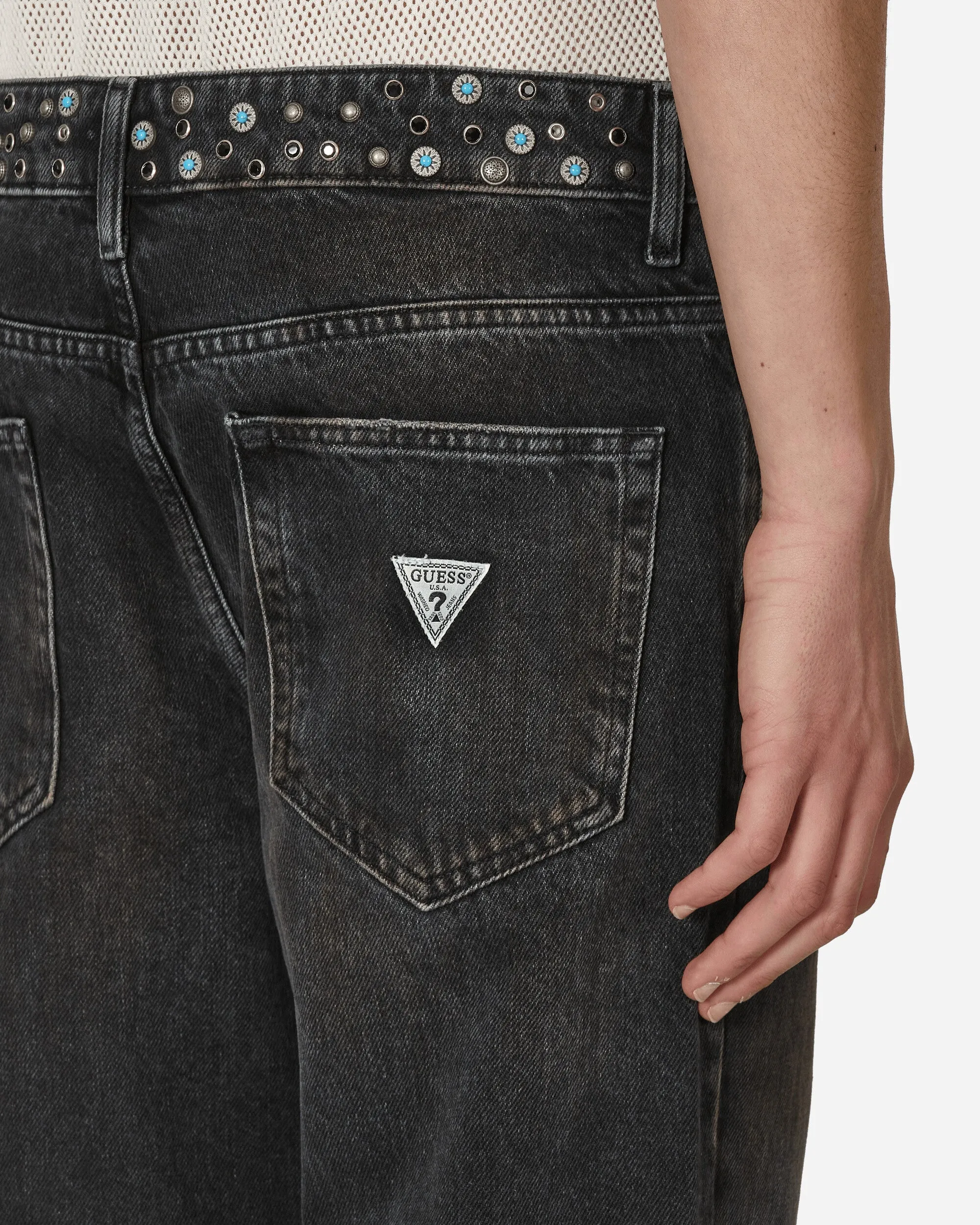 Comfortable Elastic Elastic Good Comfortable Elastic Serviceability Embellished Flare Pants Aged Black Wash