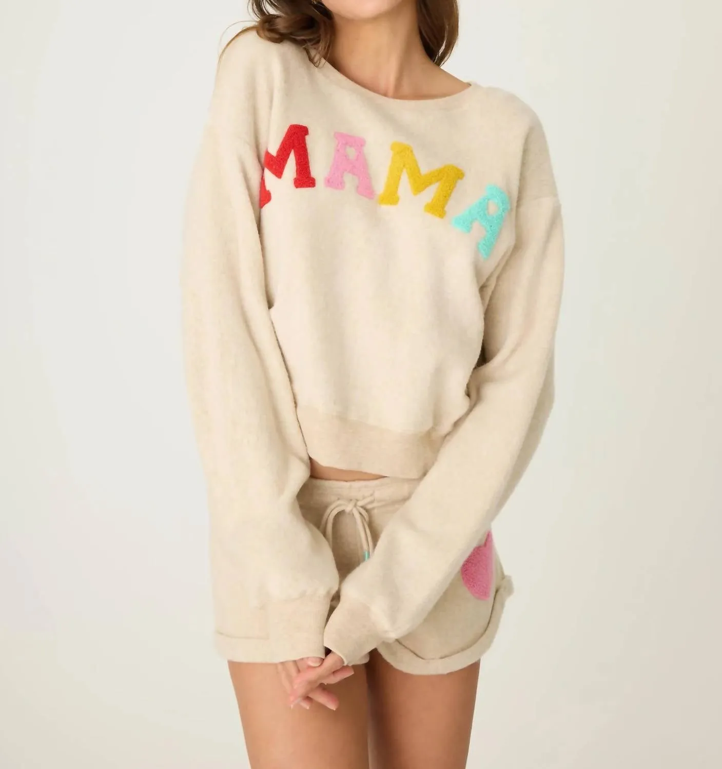 Pour Le Haut À Manches Longues Pour Maman En Couleur Avoine