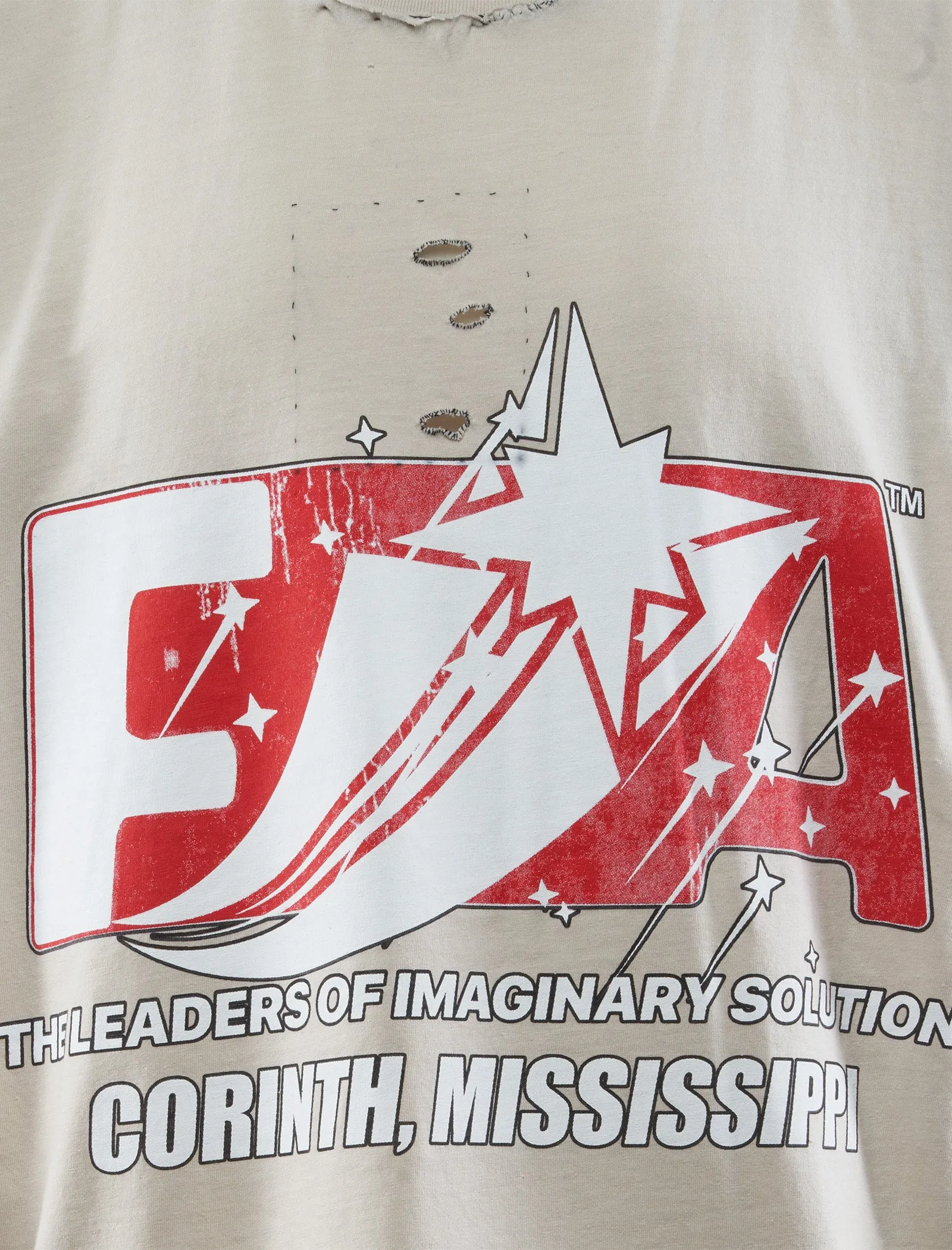 Founding Narrative Tee Printed Details One-Shoulder