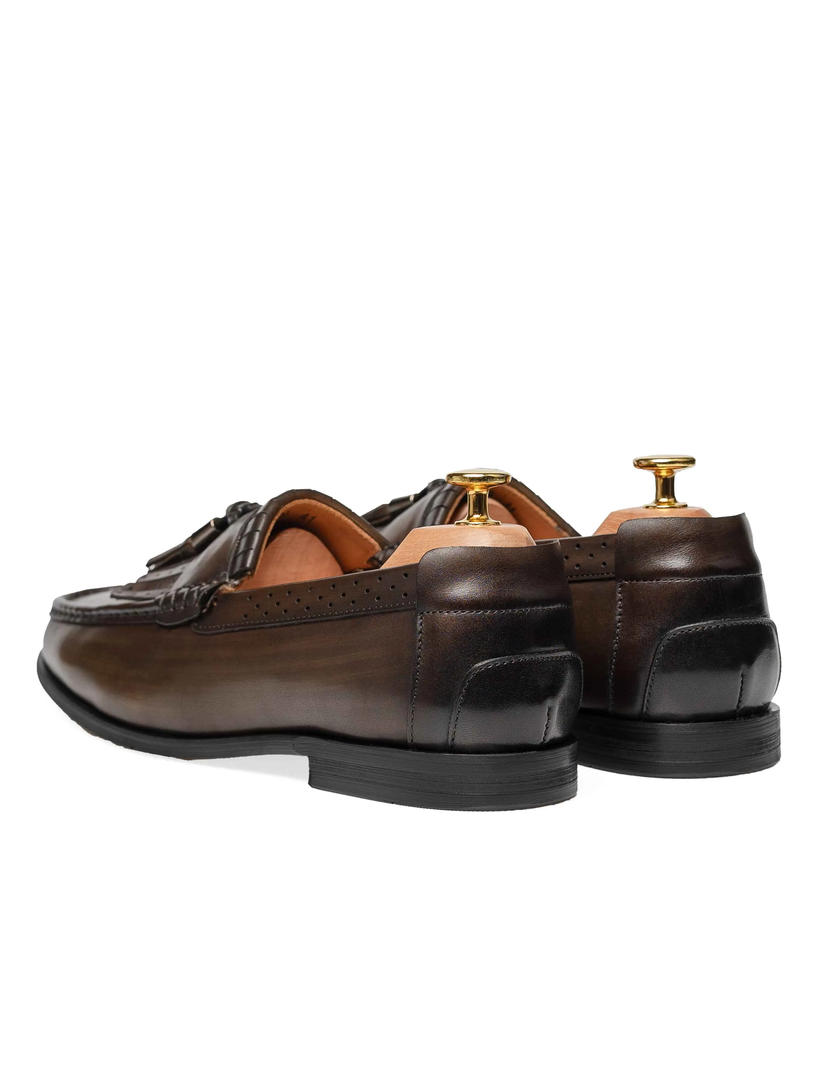 Stride with Confidence Fringe Classic Loafer - Cognac Tan With Tassel (Hand Painted Patina)