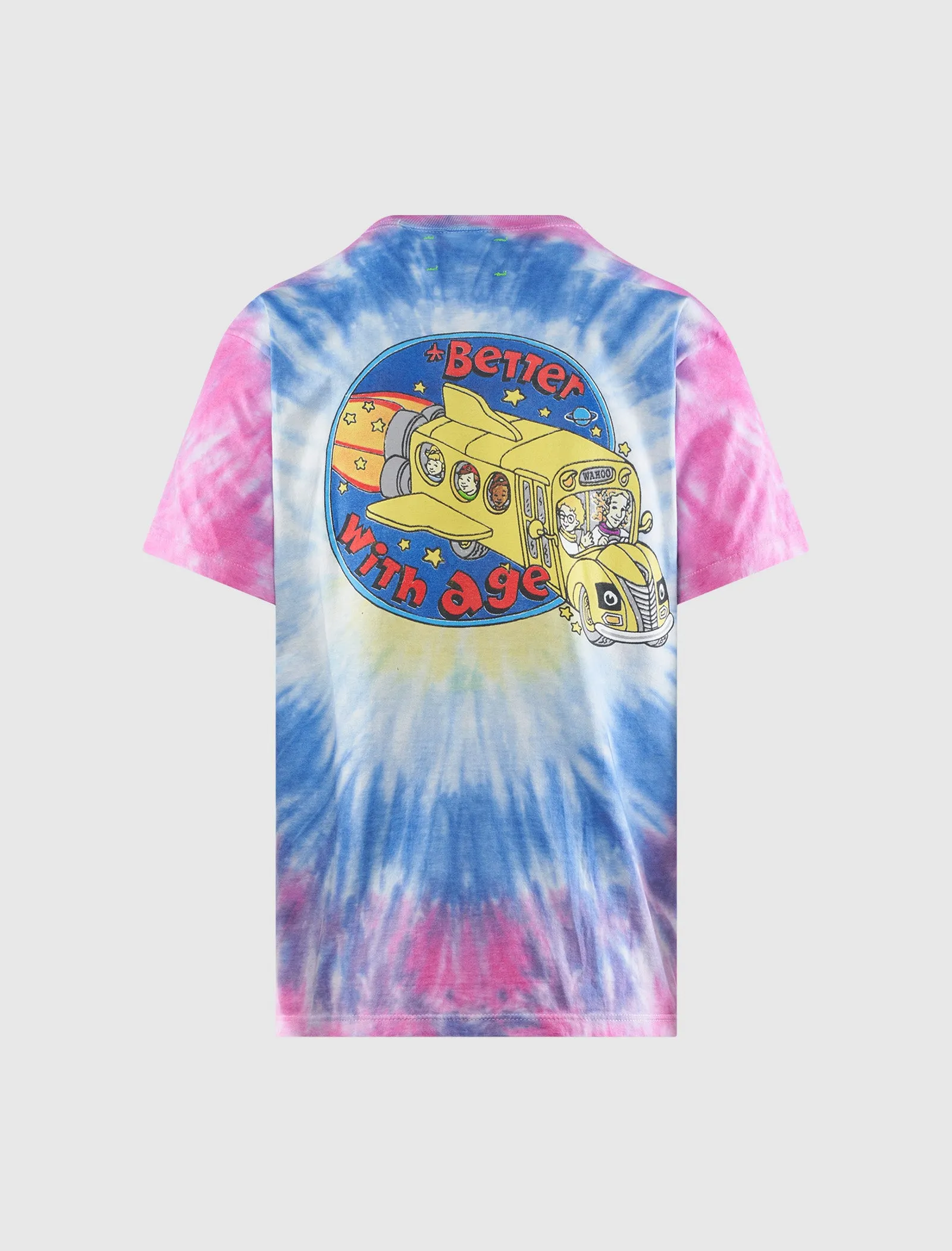 Frizzle Tie-Dye Tee Faux Leather Shorts Flared Style