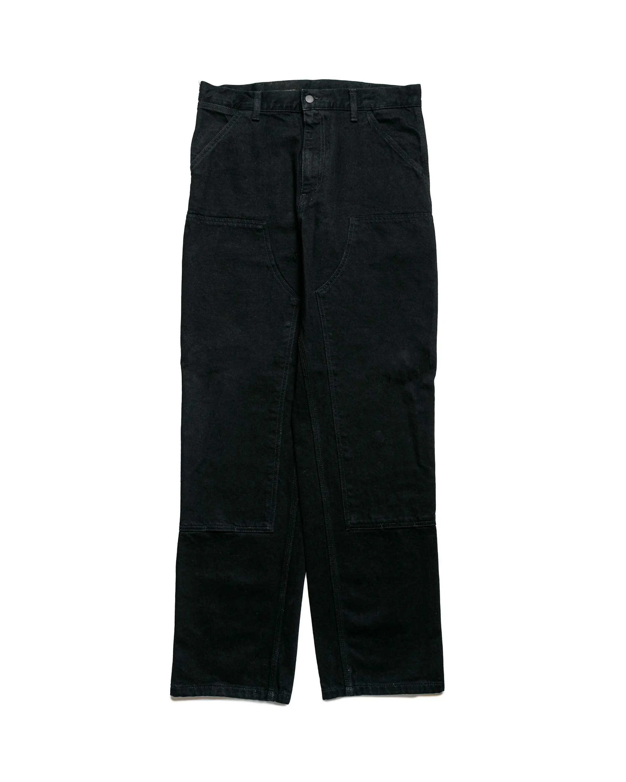 Snap Pocketing Press Stud Carhartt W.I.P. Double Knee Pant Denim Black Rinsed