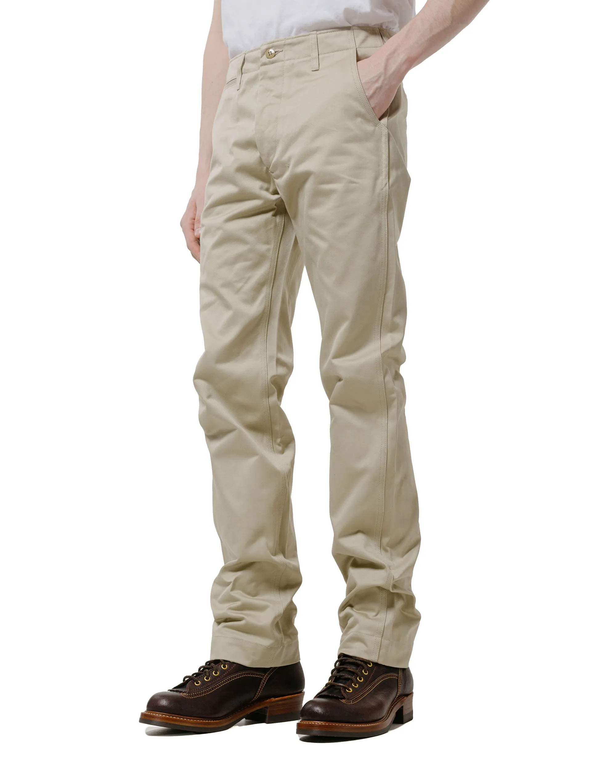 Front Placket Mid-Waisted The Real Mccoy'S Mp19010 Blue Seal Chino Trousers Beige