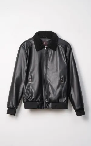 WellKnown Fur Collar Jacket Black
