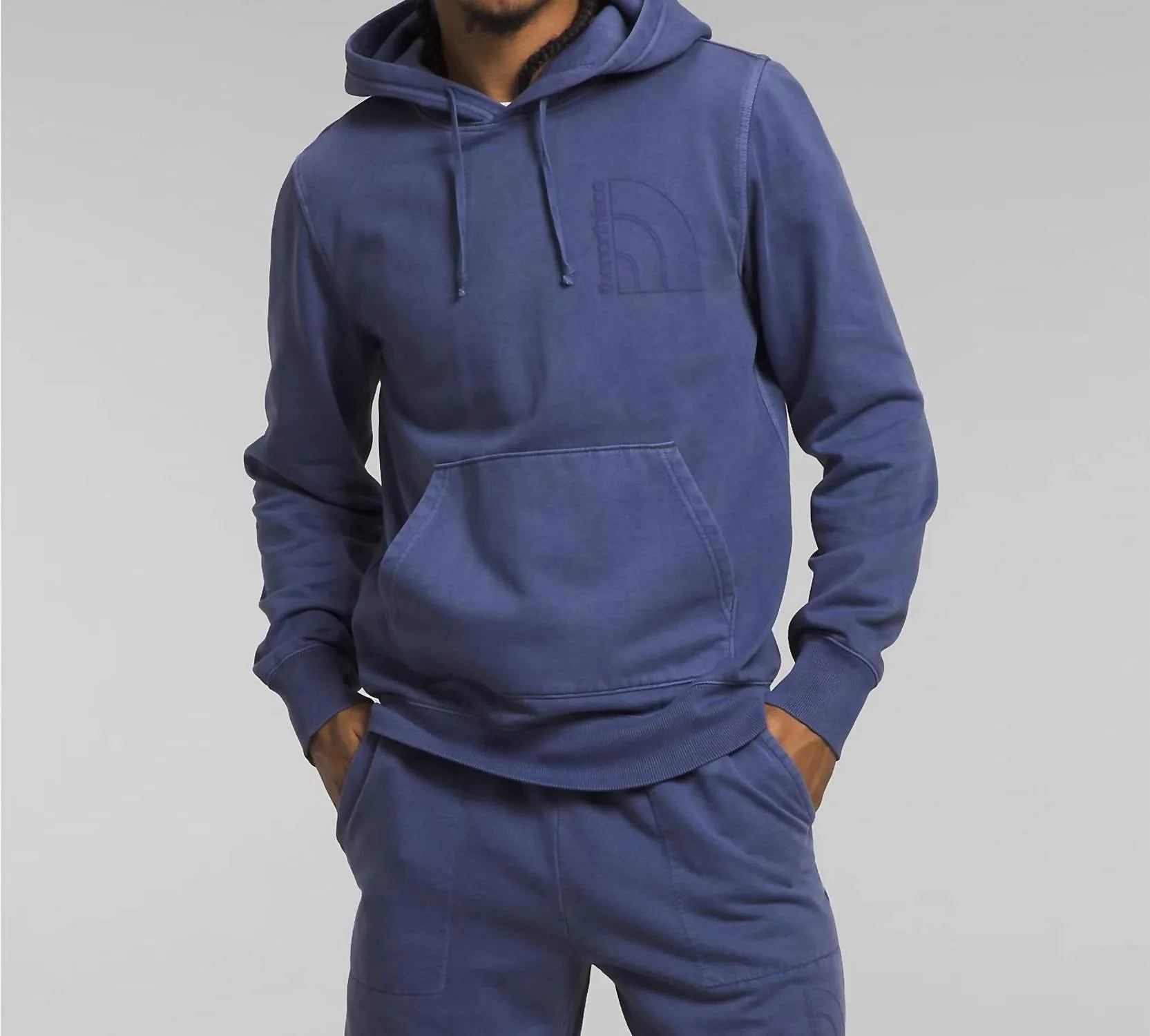 Pull à capuche teint en bleu grotte