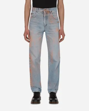Sweat-Resistant Spray Painted Vintage Denim Pants Blue