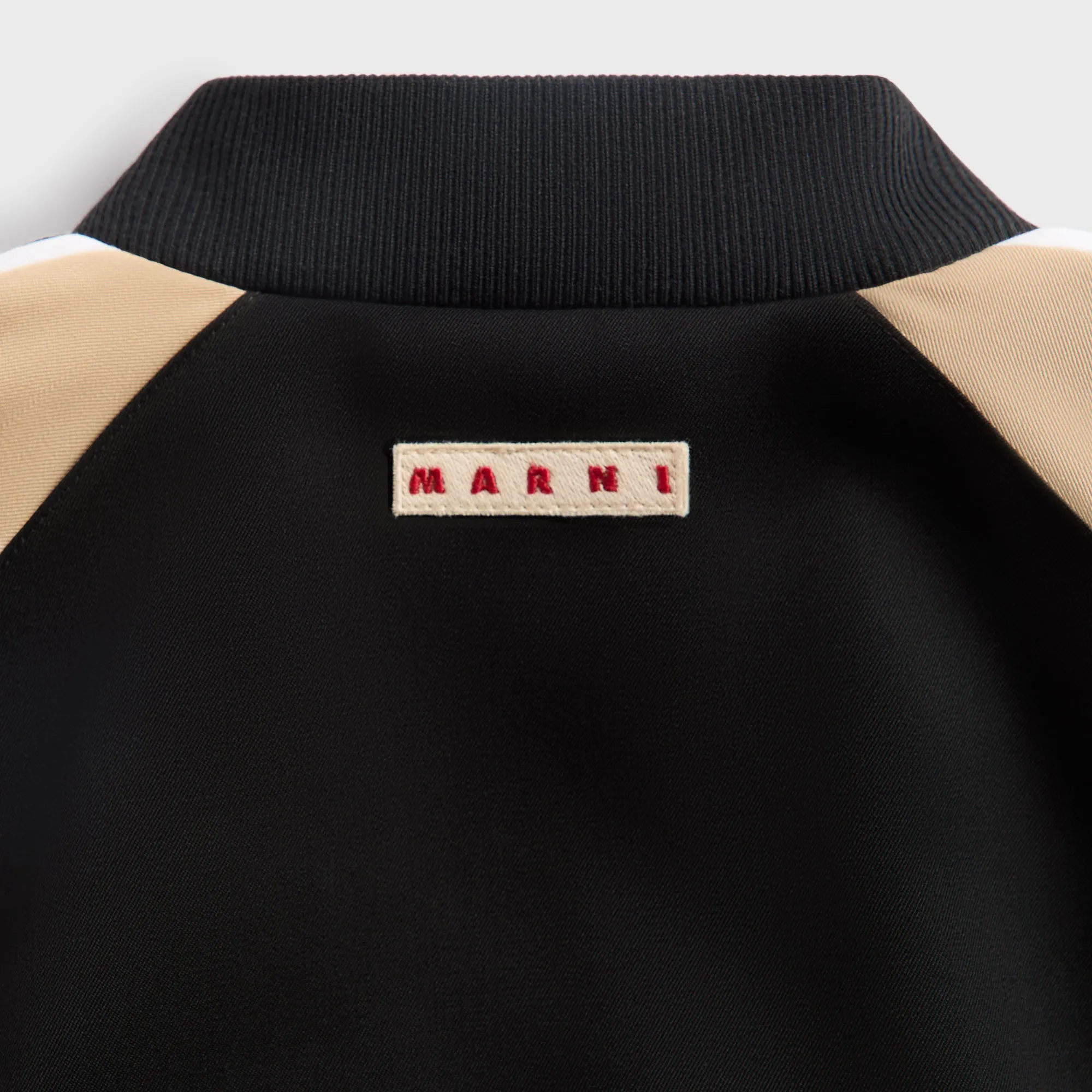 Shirred Details Fair Isle Knit Marni Wool Raglan Sleeve Bomber Jacket - Black