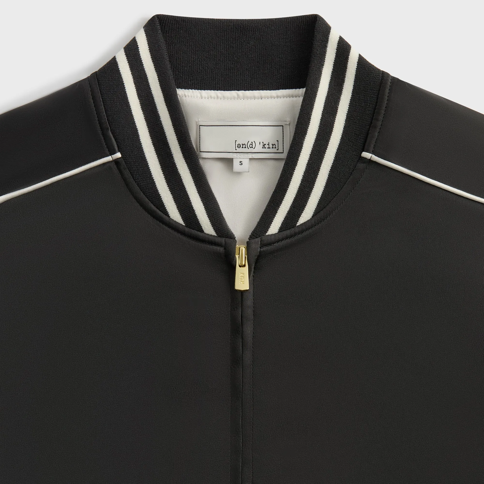 Wide Collar &Kin Vance Satin Bomber Jacket - Black