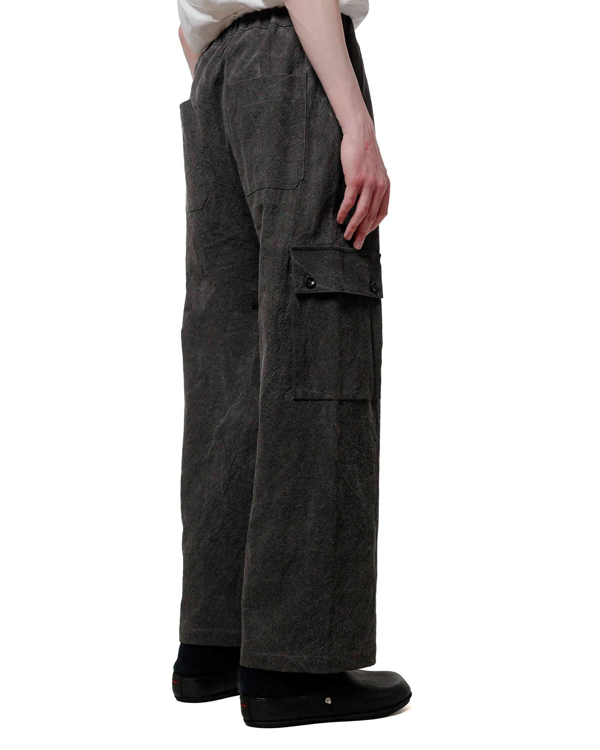 Ergonomic Grip Print Free Wanze Easy Pant Cotton Linen Ramie Dark Charcoal
