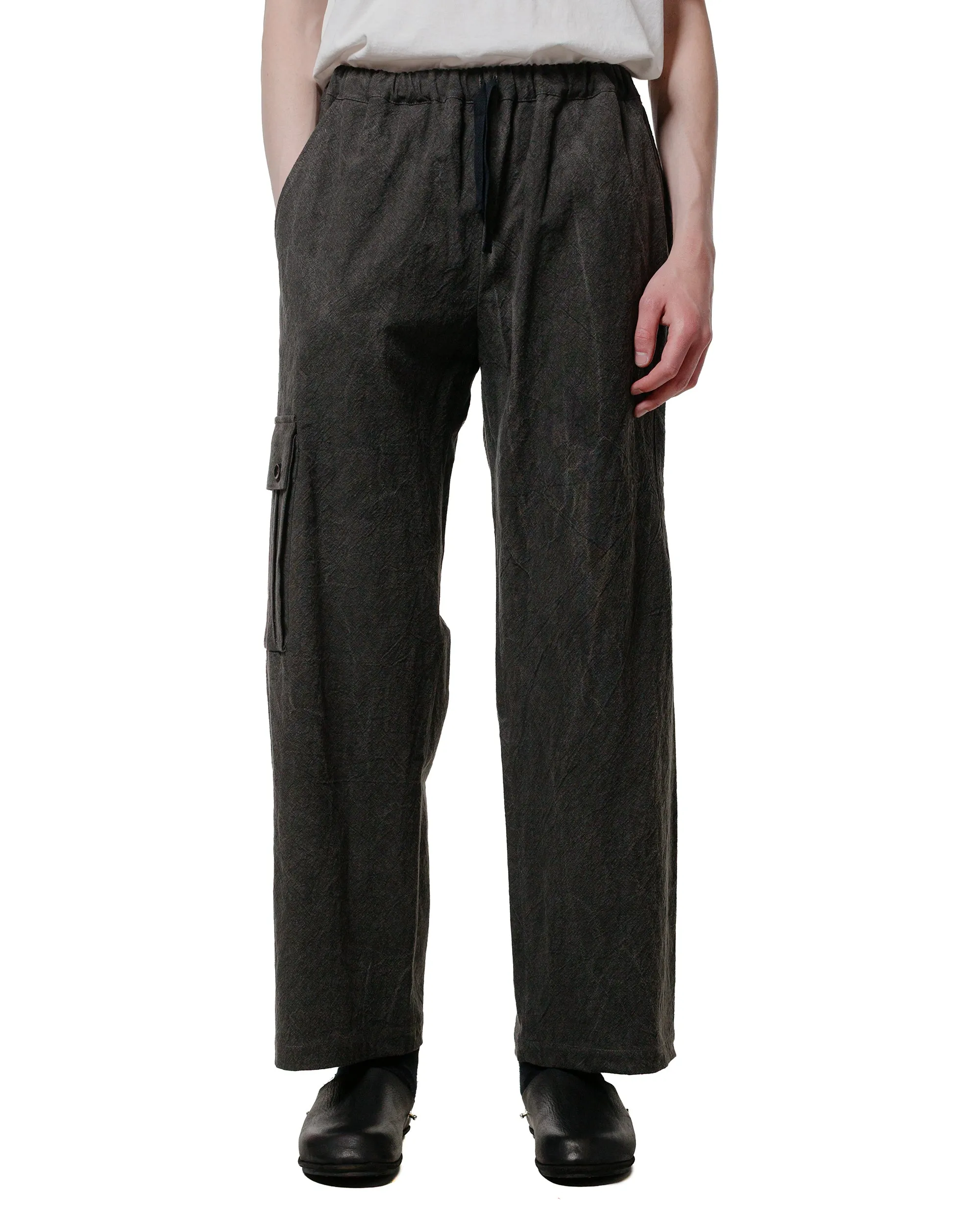 Wanze Easy Pant Cotton Linen Ramie Dark Charcoal Elegant Fabric Tie-Dye Sleeve